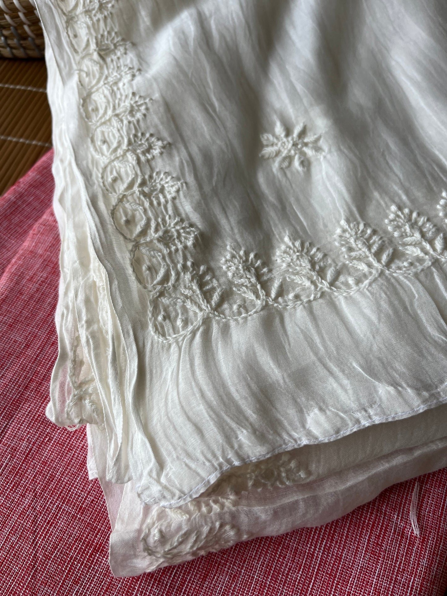 Khadi fabric chikankari Dupatta