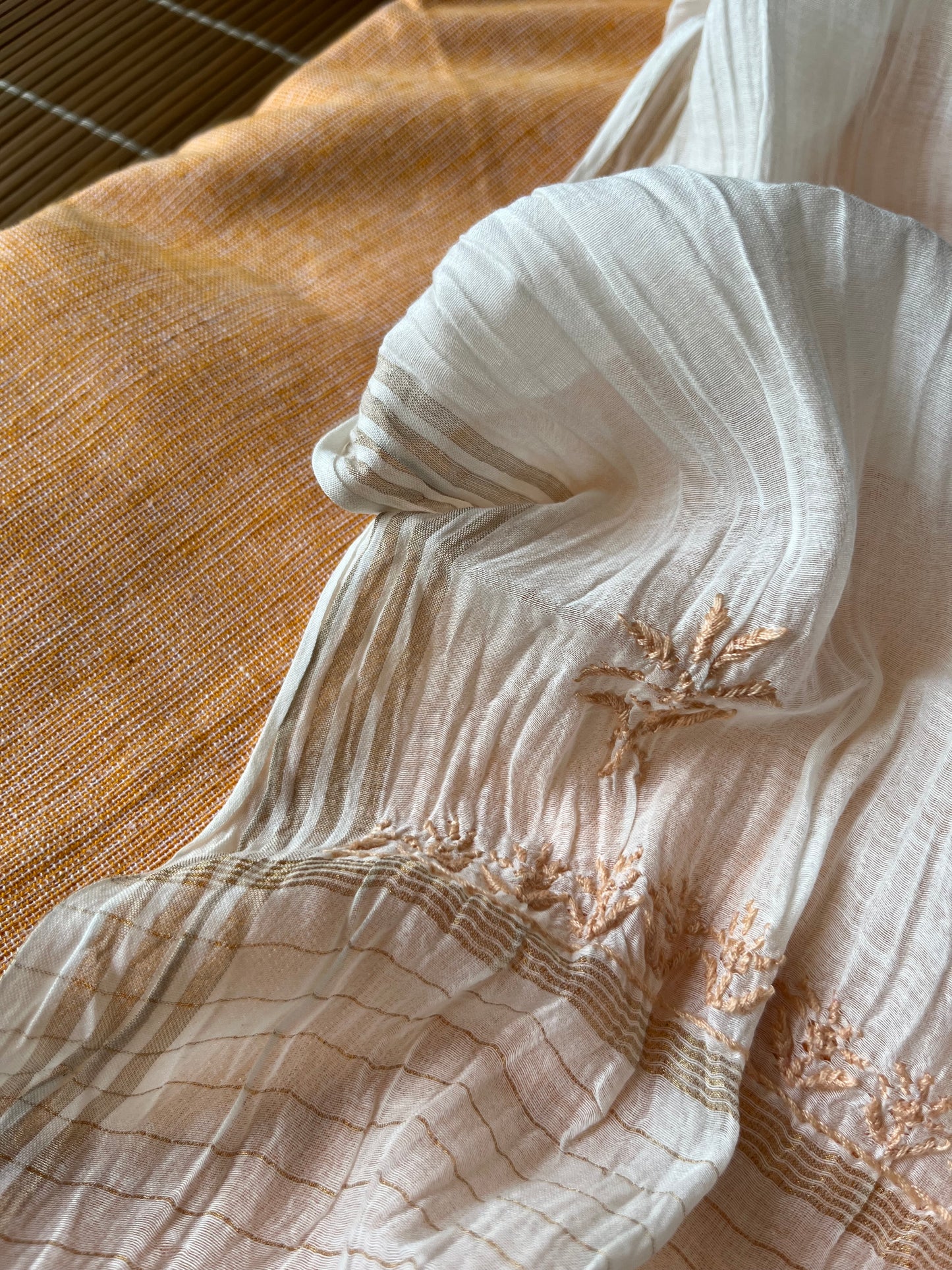 Khadi fabric chikankari Dupatta