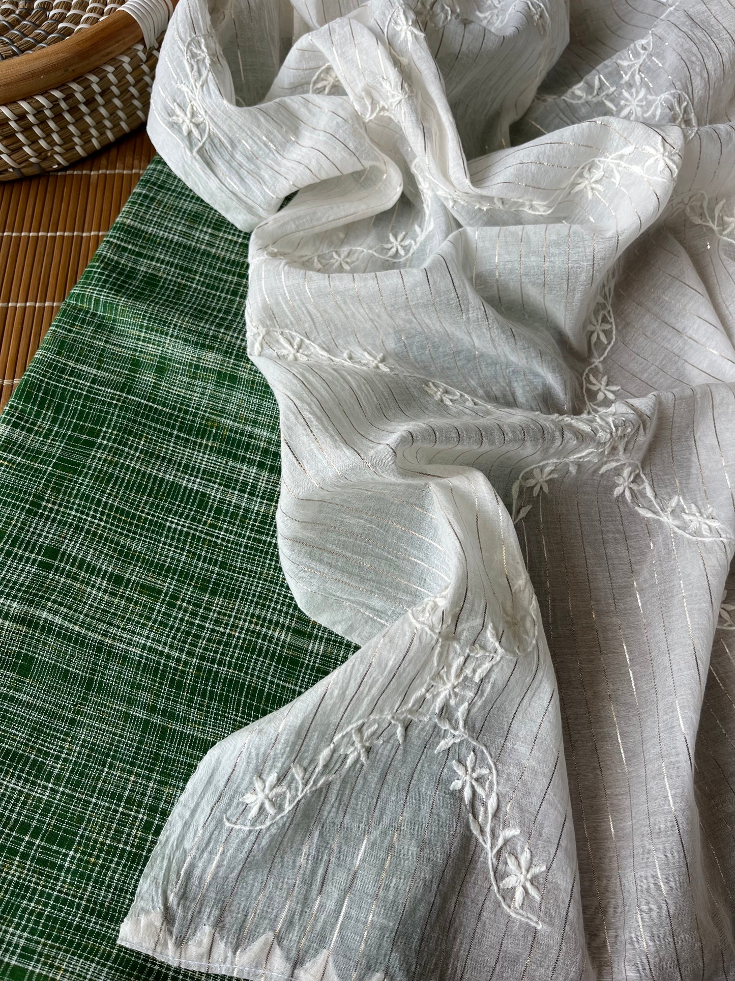 Khadi fabric chikankari Dupatta