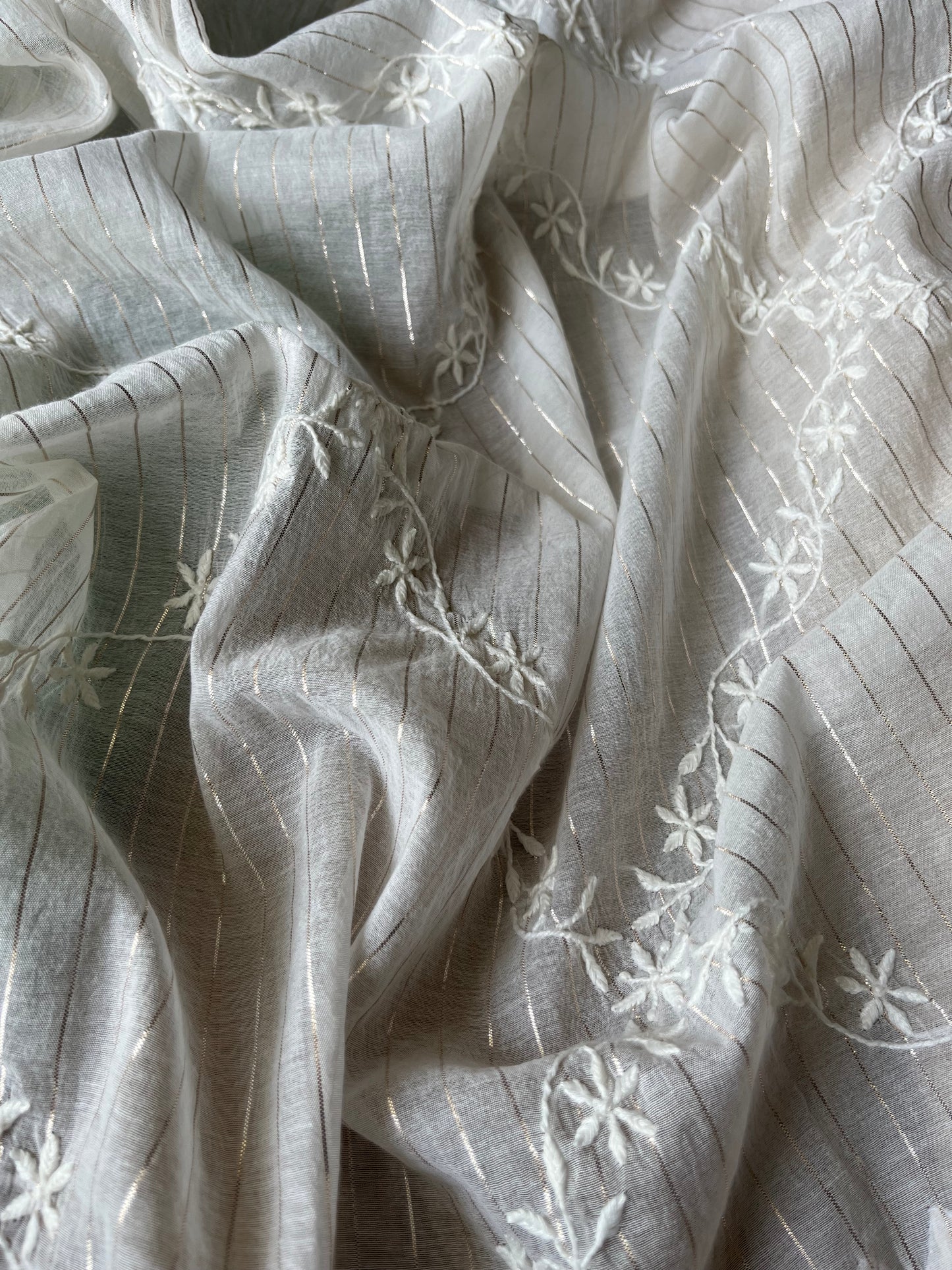 Khadi fabric chikankari Dupatta