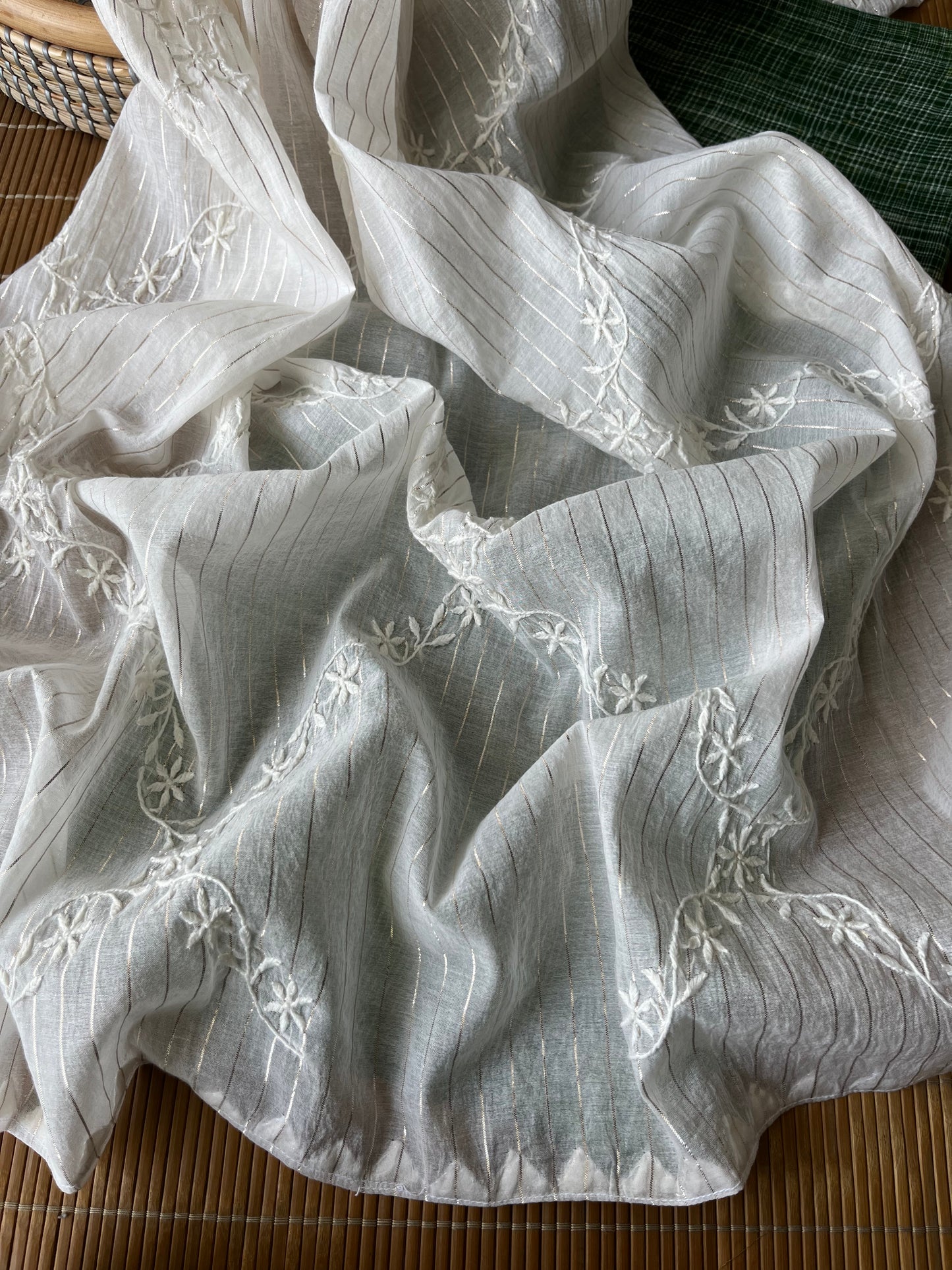 Khadi fabric chikankari Dupatta