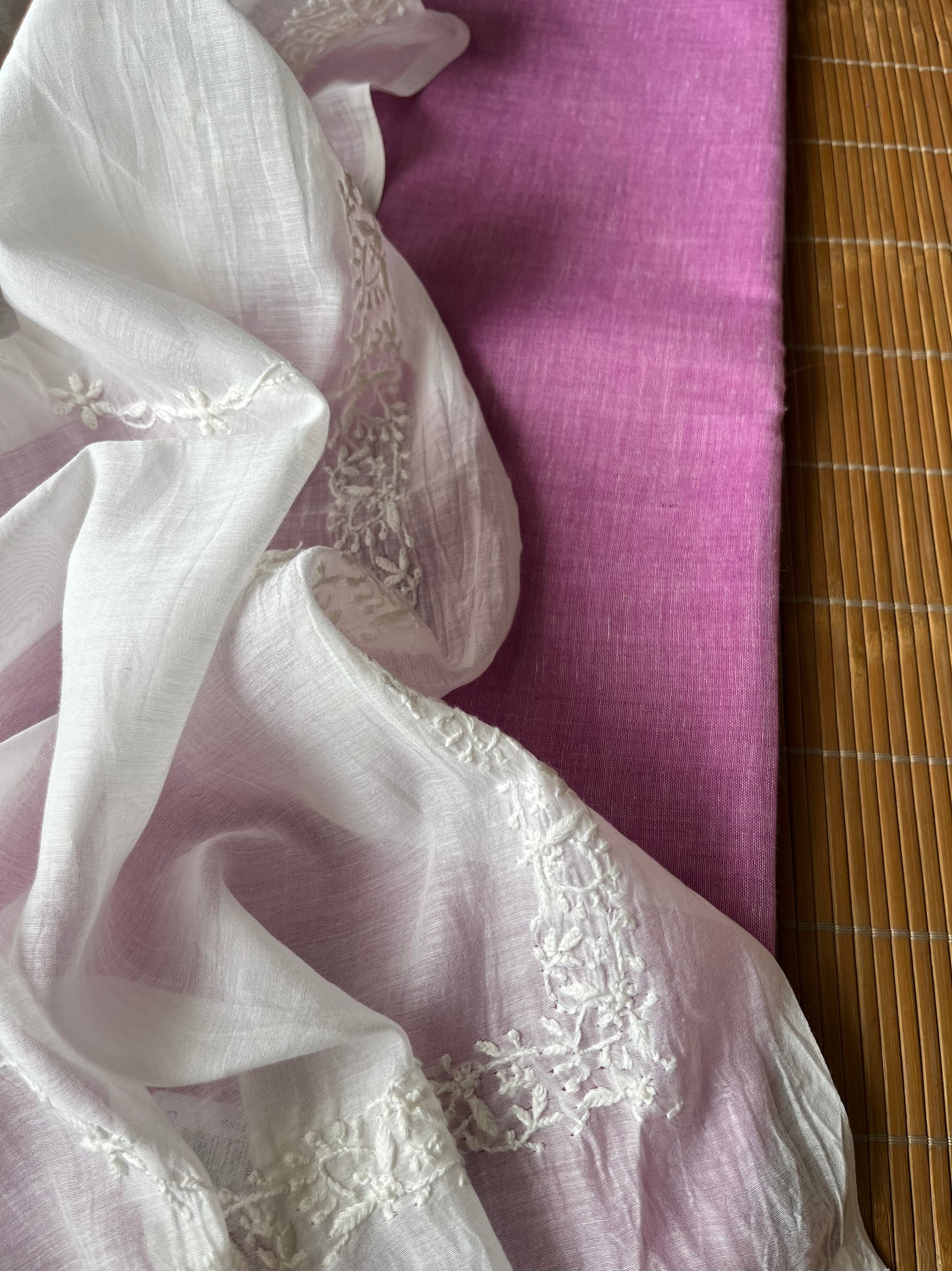 Khadi fabric chikankari Dupatta