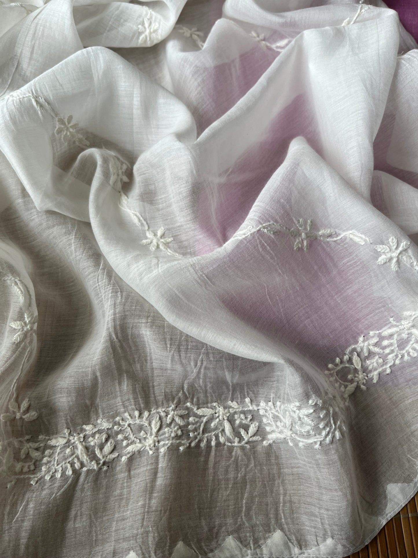 Khadi fabric chikankari Dupatta