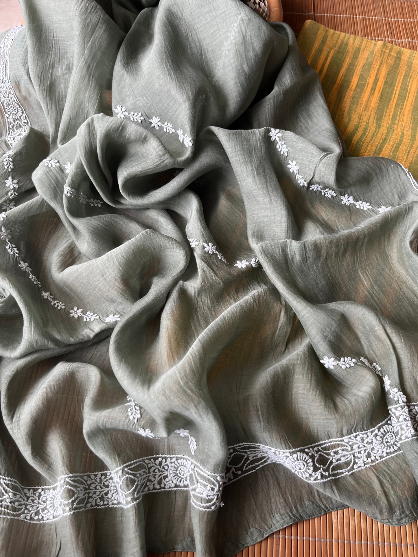 Khadi fabric chikankari Dupatta