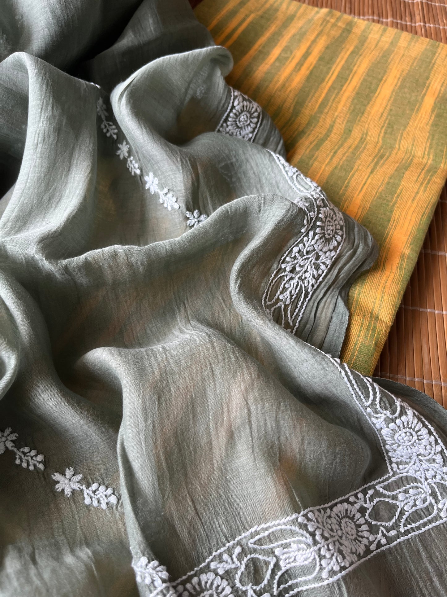 Khadi fabric chikankari Dupatta