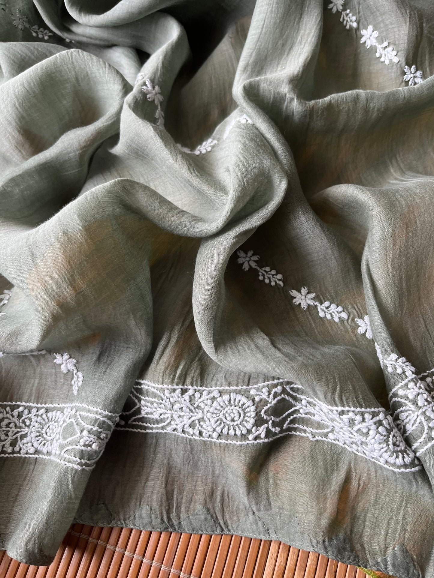 Khadi fabric chikankari Dupatta