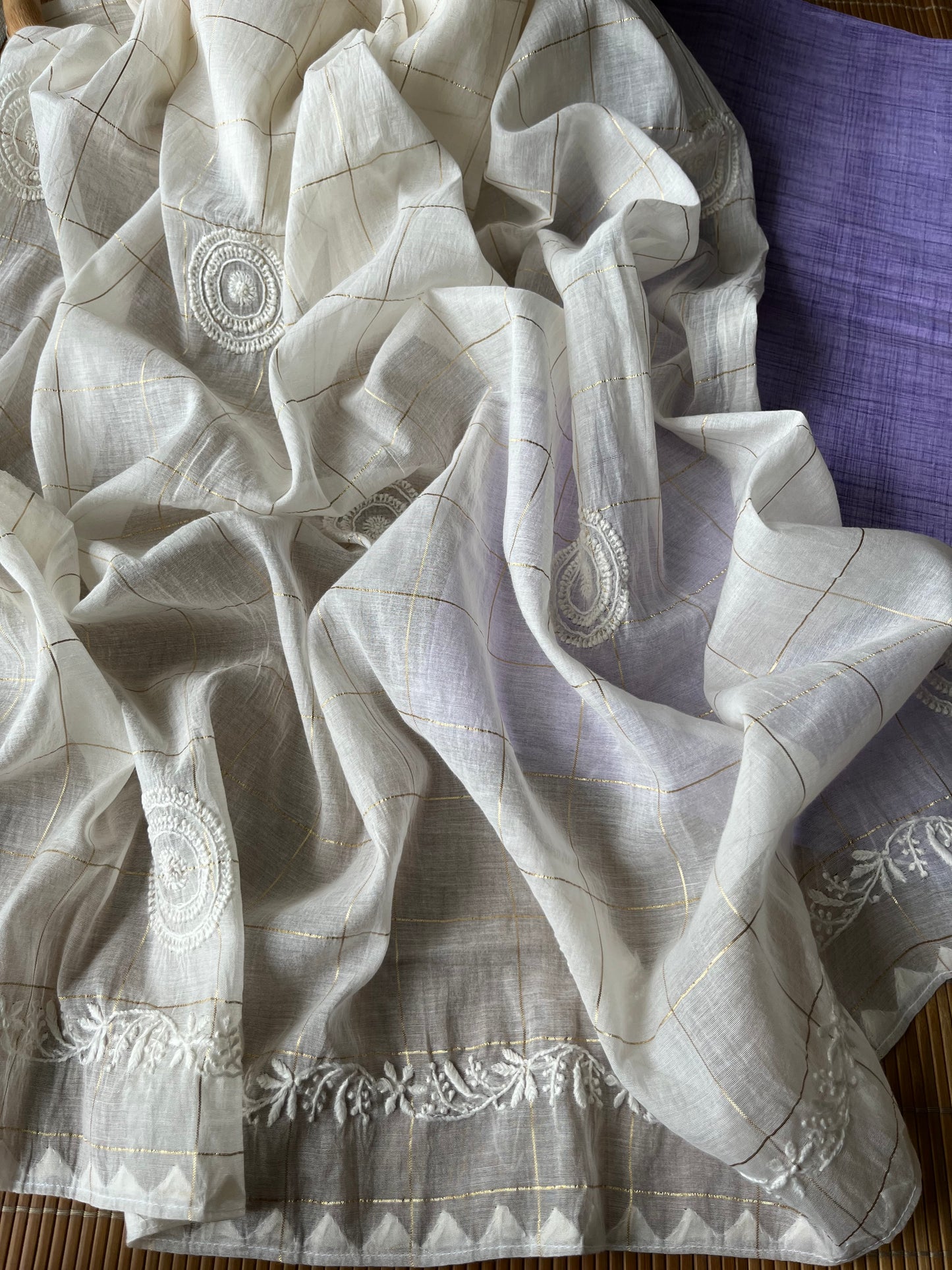 Khadi fabric chikankari Dupatta