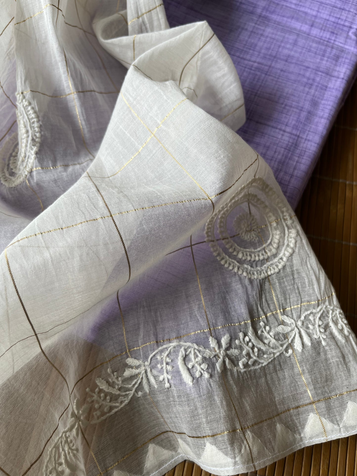 Khadi fabric chikankari Dupatta