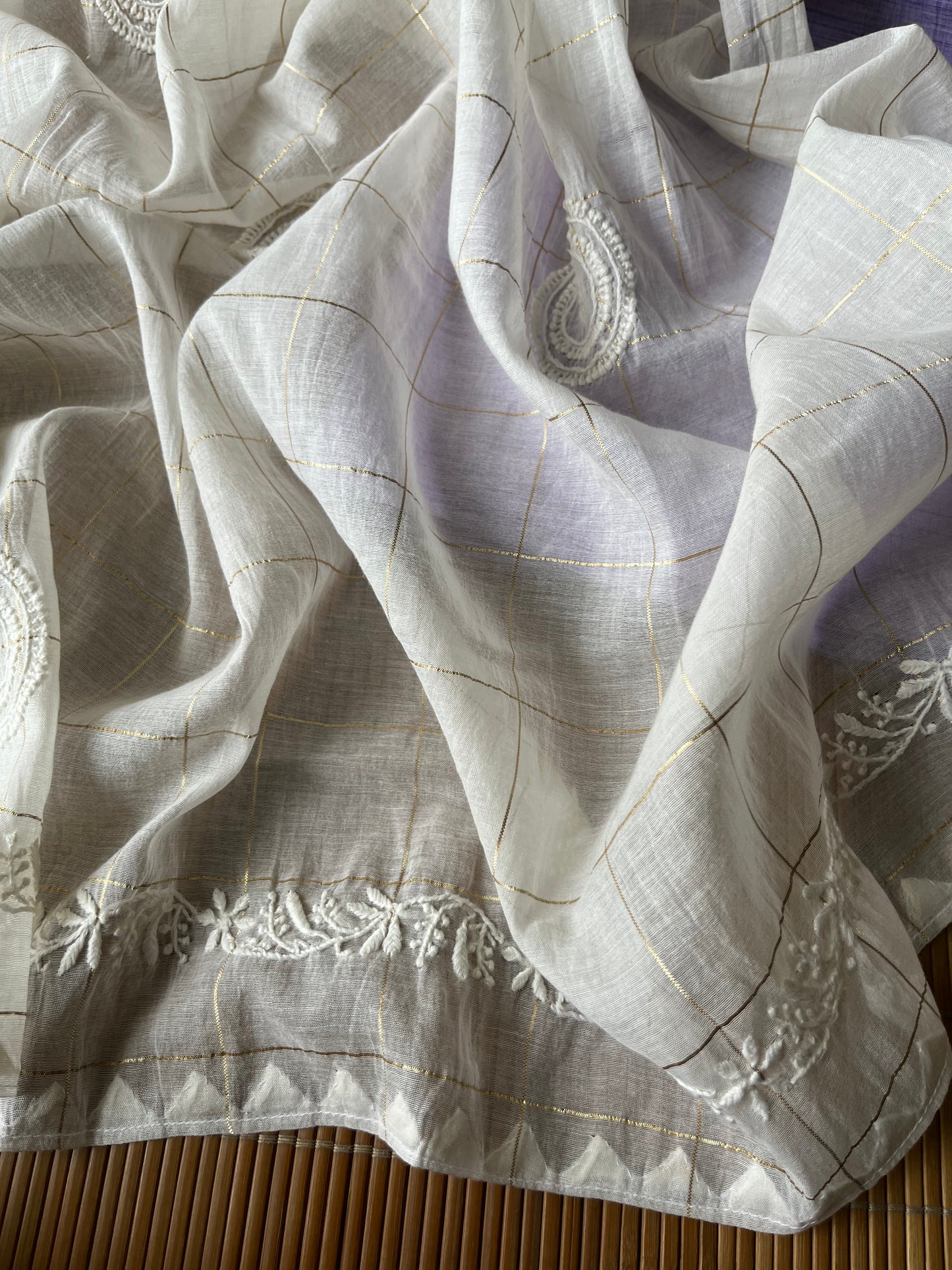 Khadi fabric chikankari Dupatta