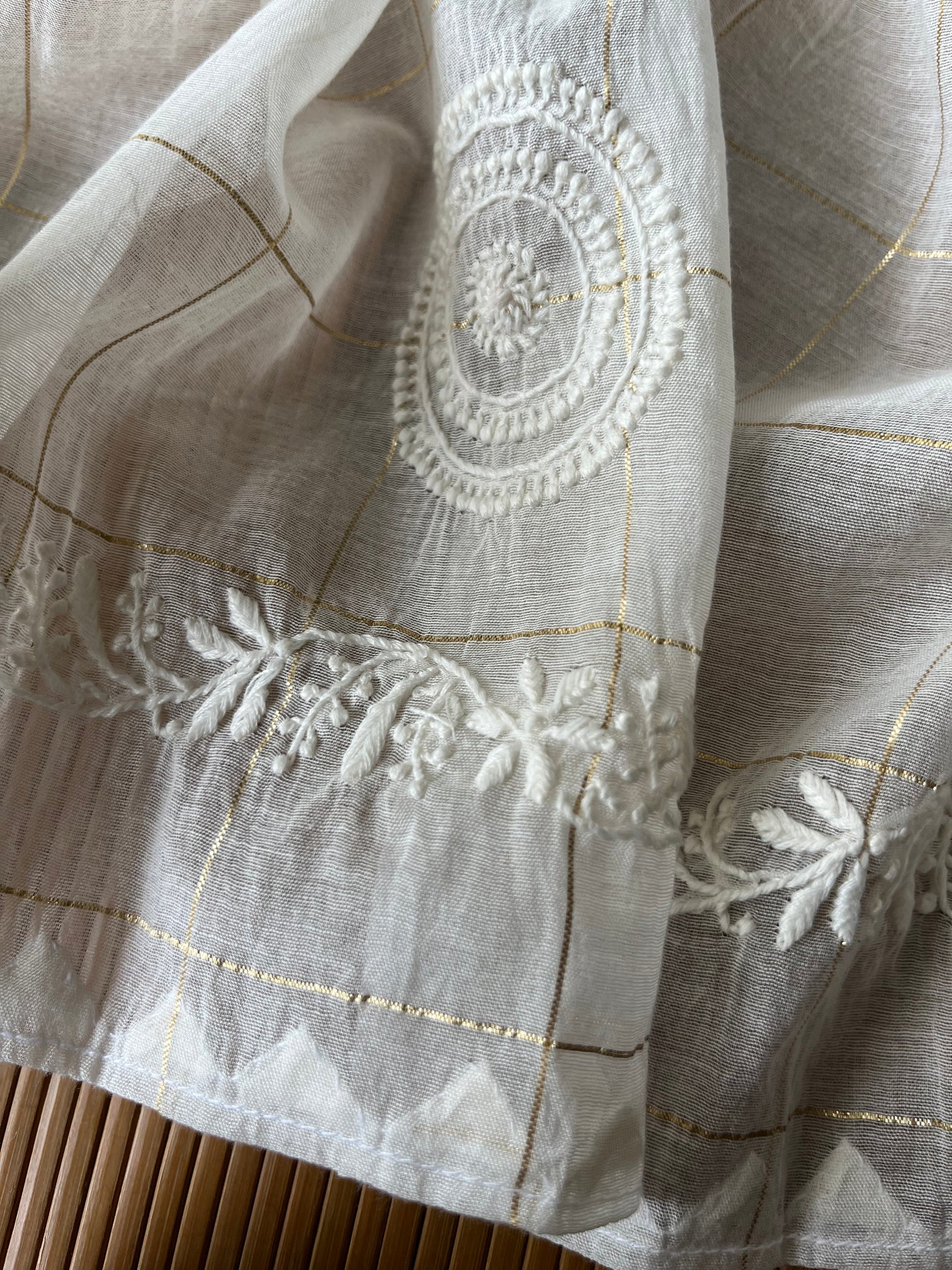 Khadi fabric chikankari Dupatta