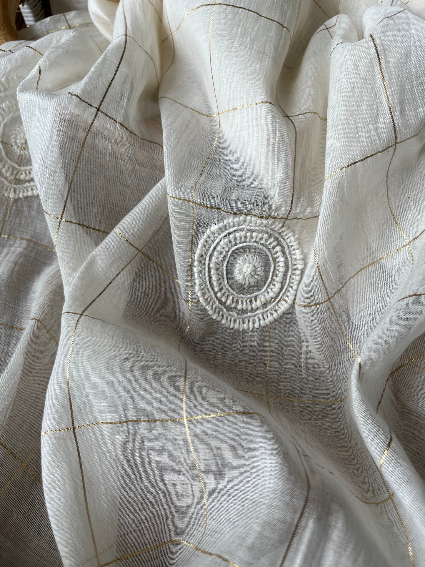 Khadi fabric chikankari Dupatta