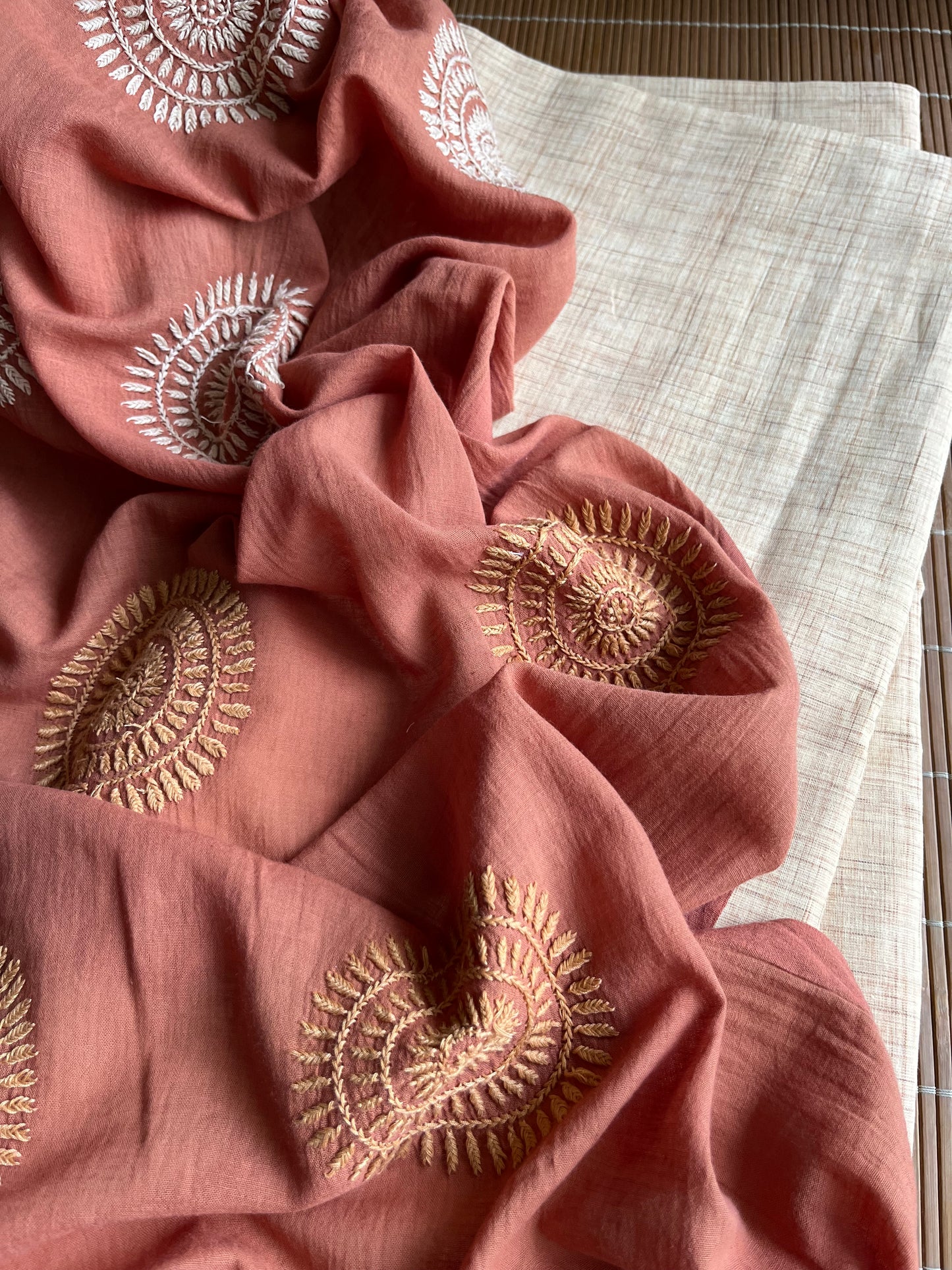 Chikankari dup khadi kurta bottom