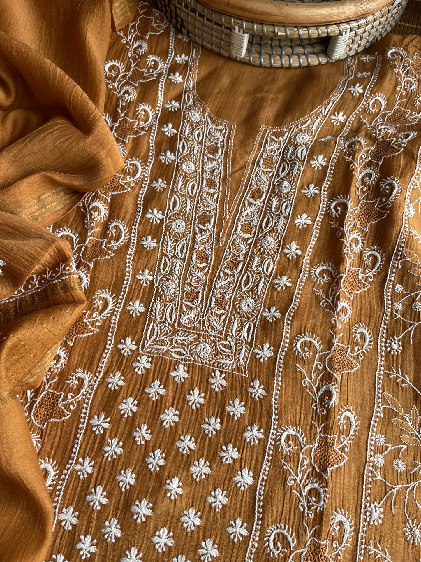 Chanderi Chikankari Kurta Dupatta