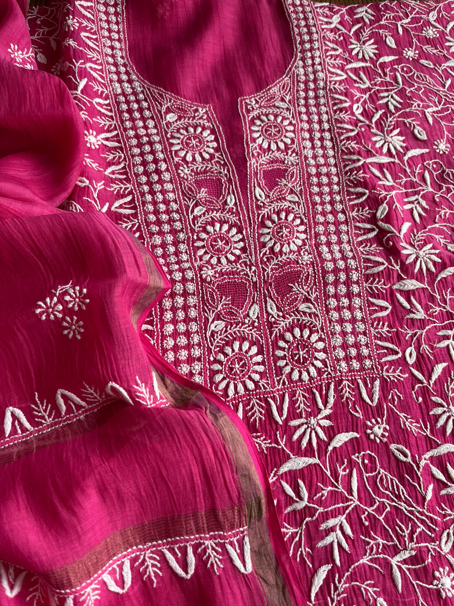 Chanderi Chikankari Kurta Dupatta