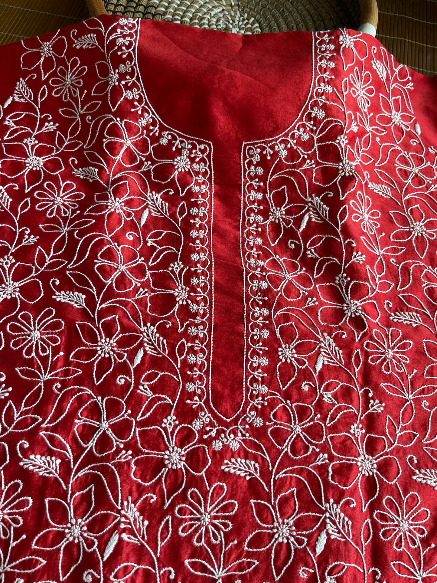 Chanderi chikankari kurta