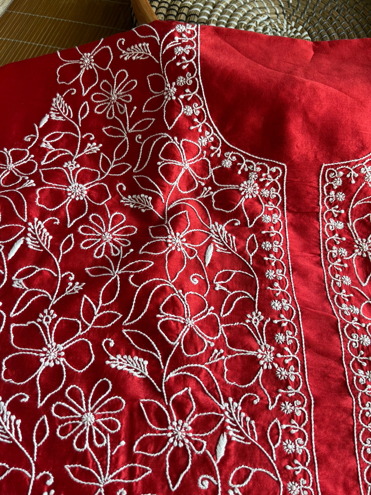 Chanderi chikankari kurta