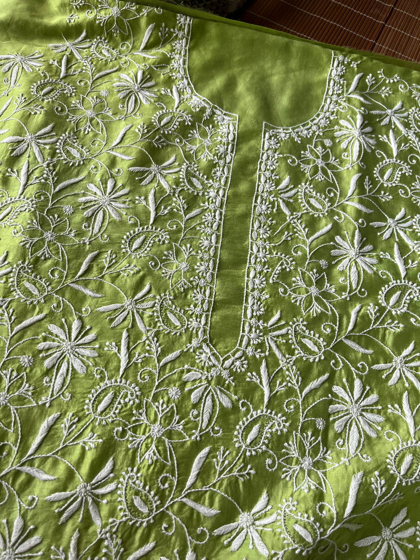 Chanderi chikankari kurta