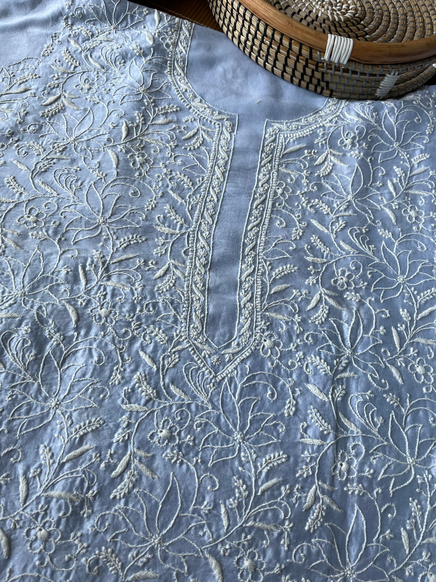 Chanderi chikankari kurta