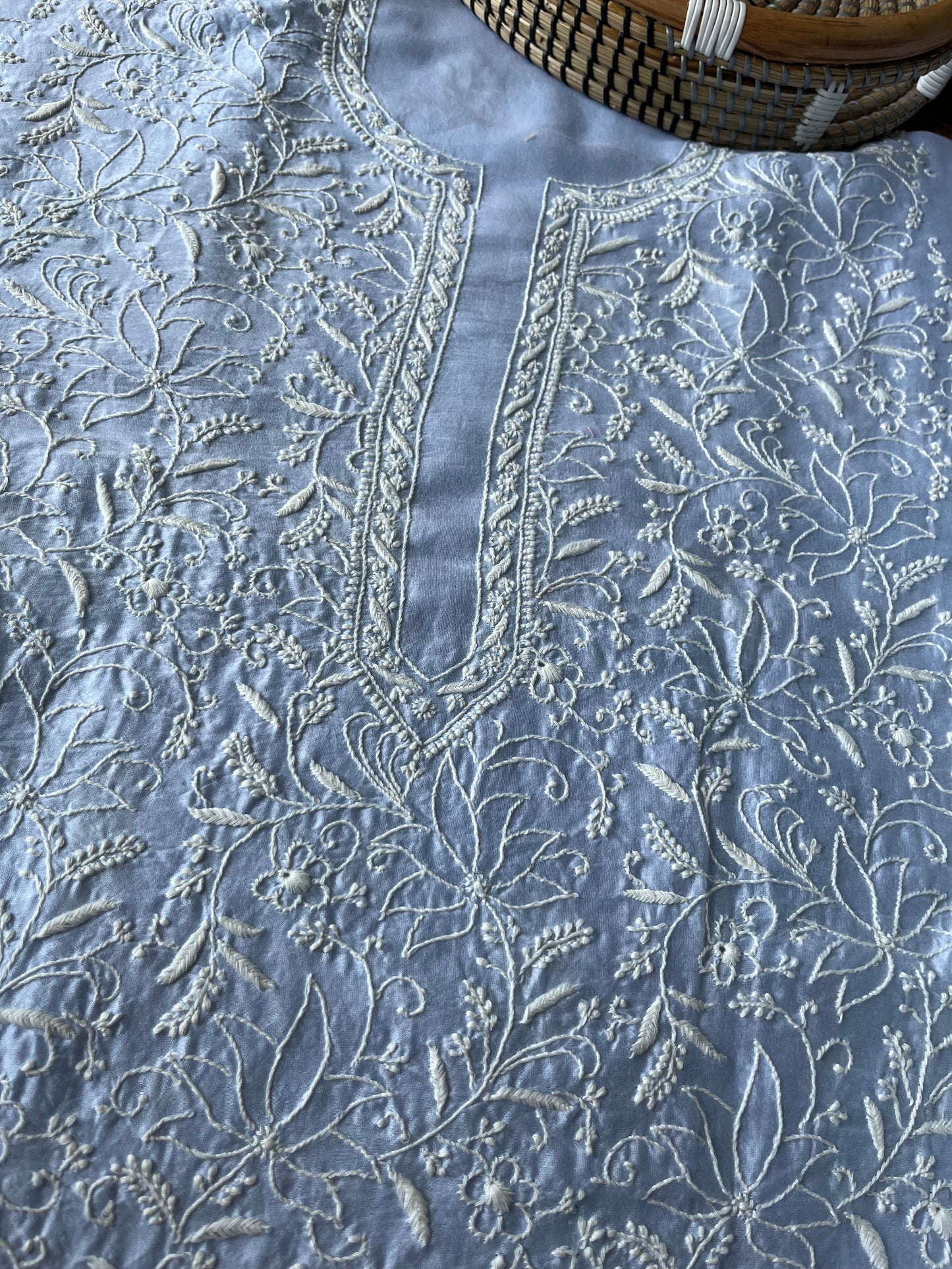 Chanderi chikankari kurta