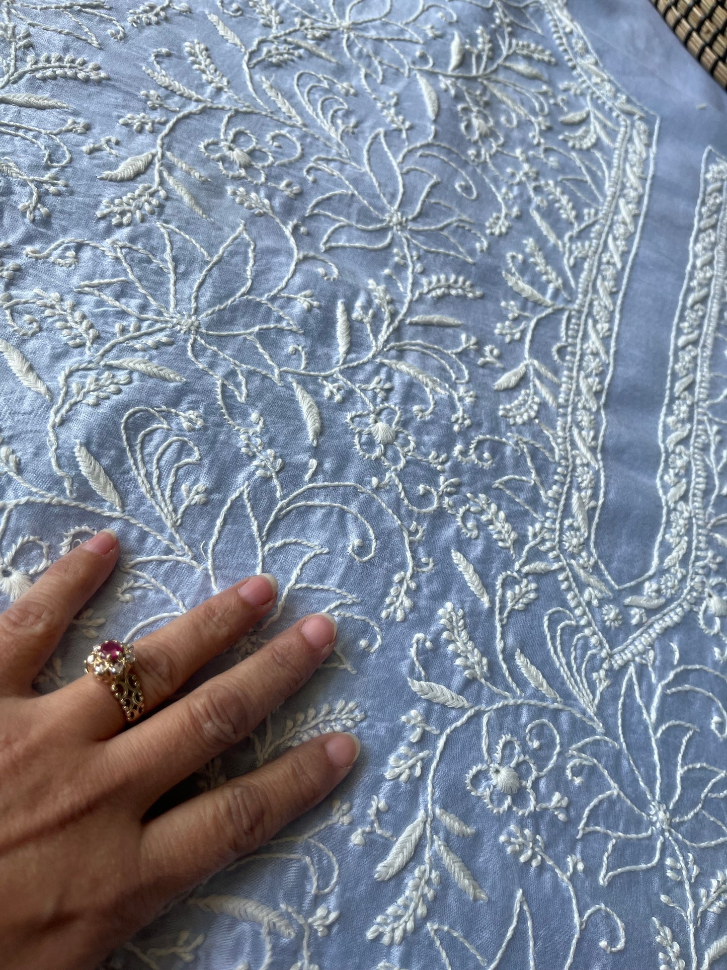 Chanderi chikankari kurta