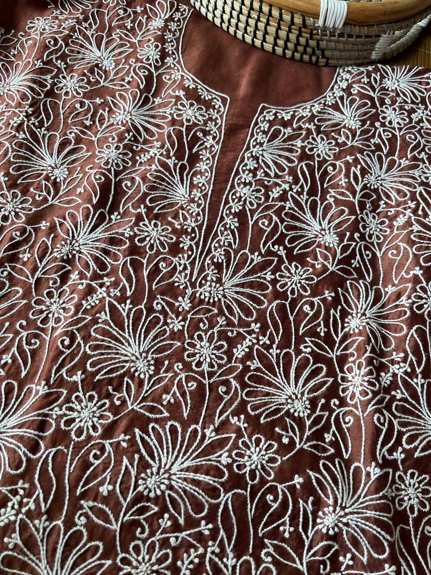 Chanderi chikankari kurta