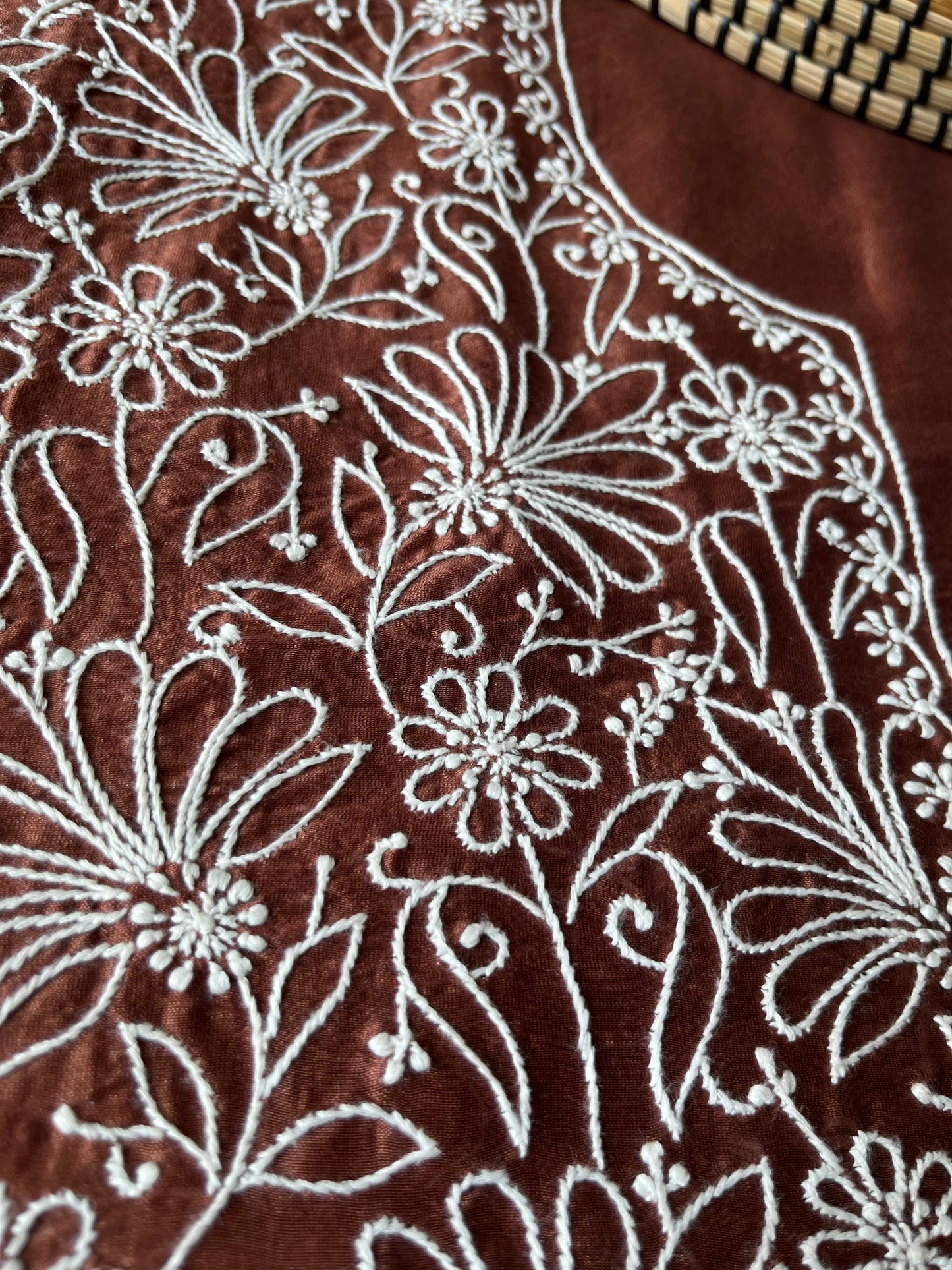 Chanderi chikankari kurta