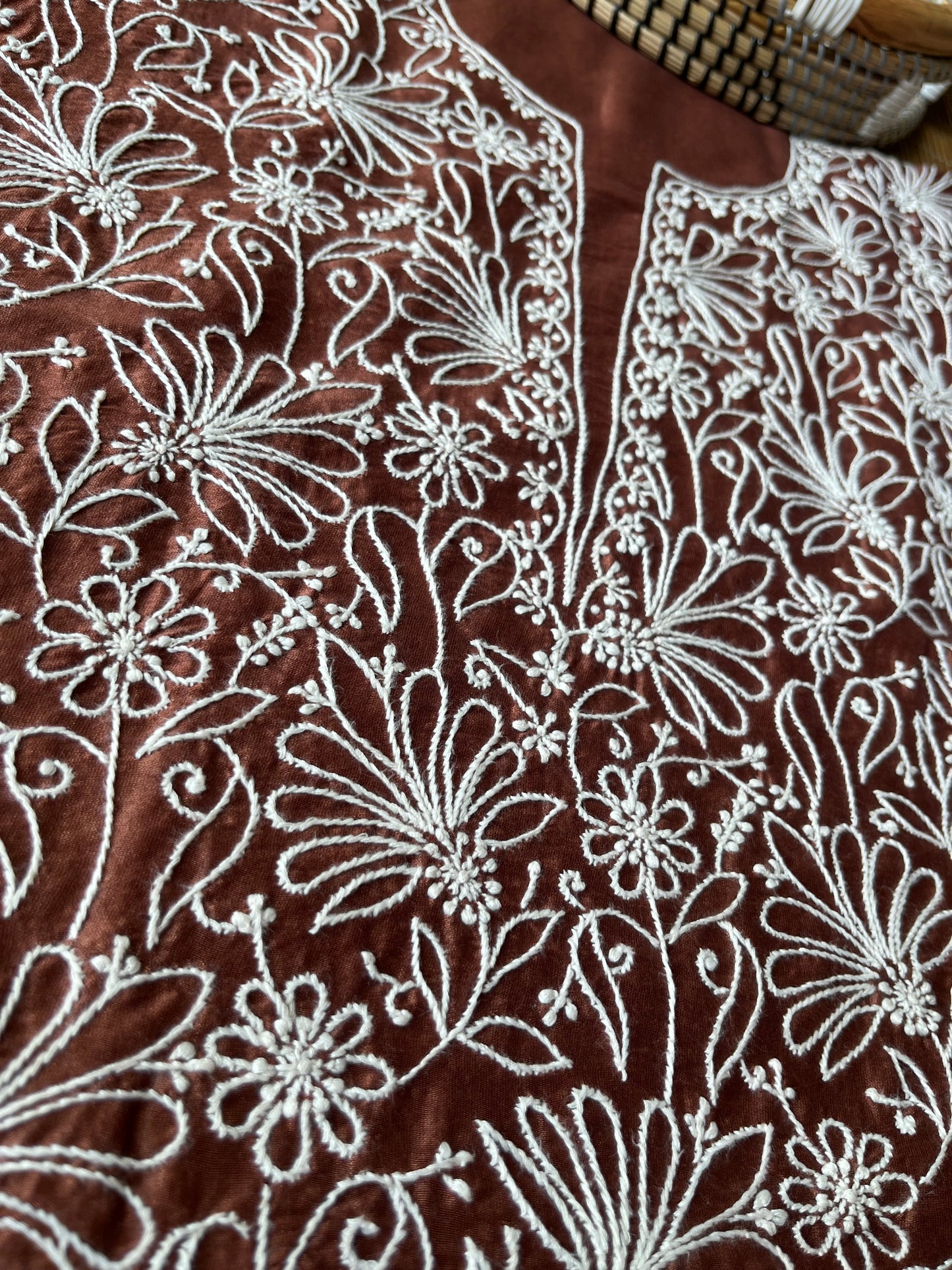 Chanderi chikankari kurta