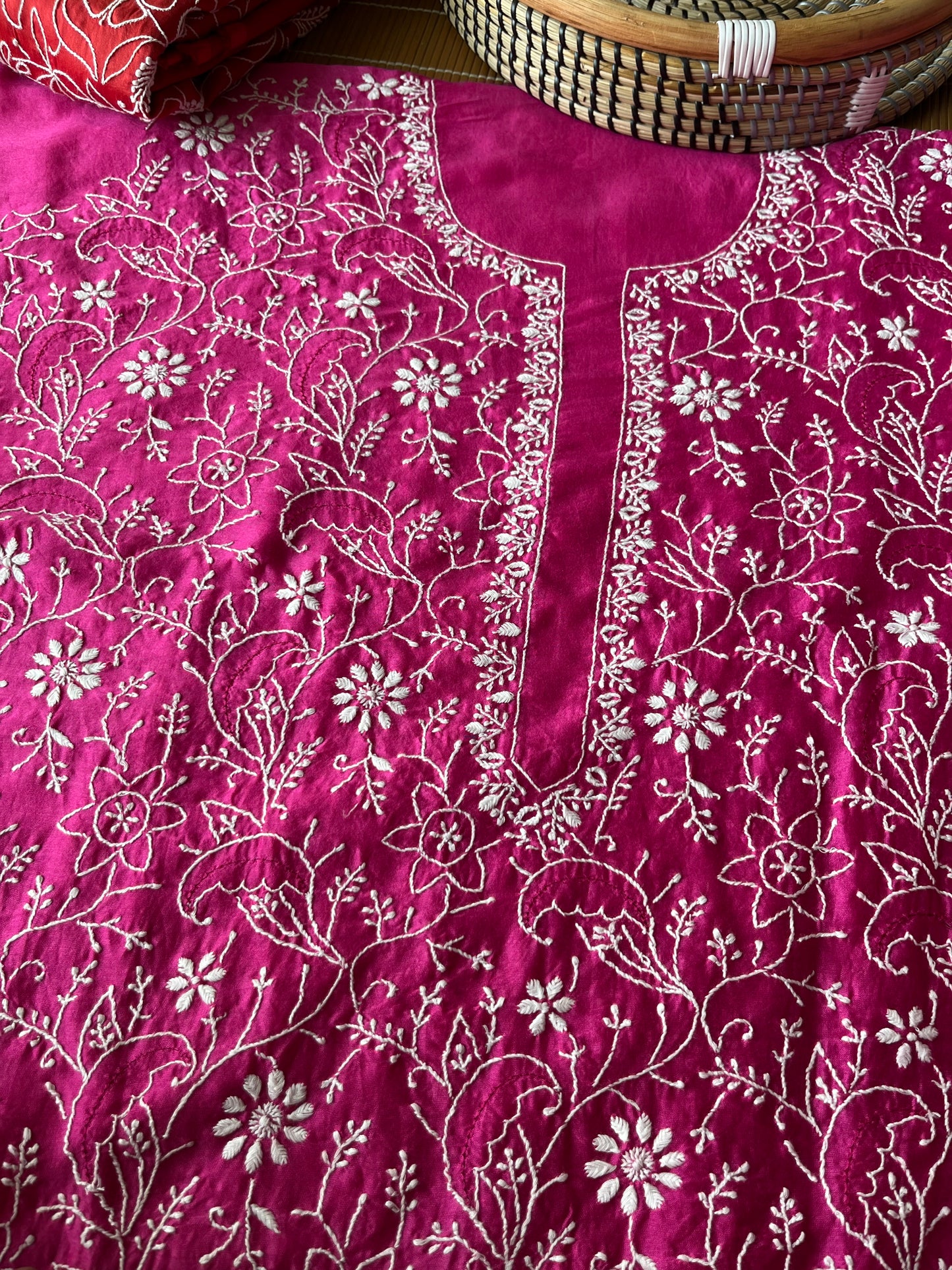 Chanderi chikankari kurta