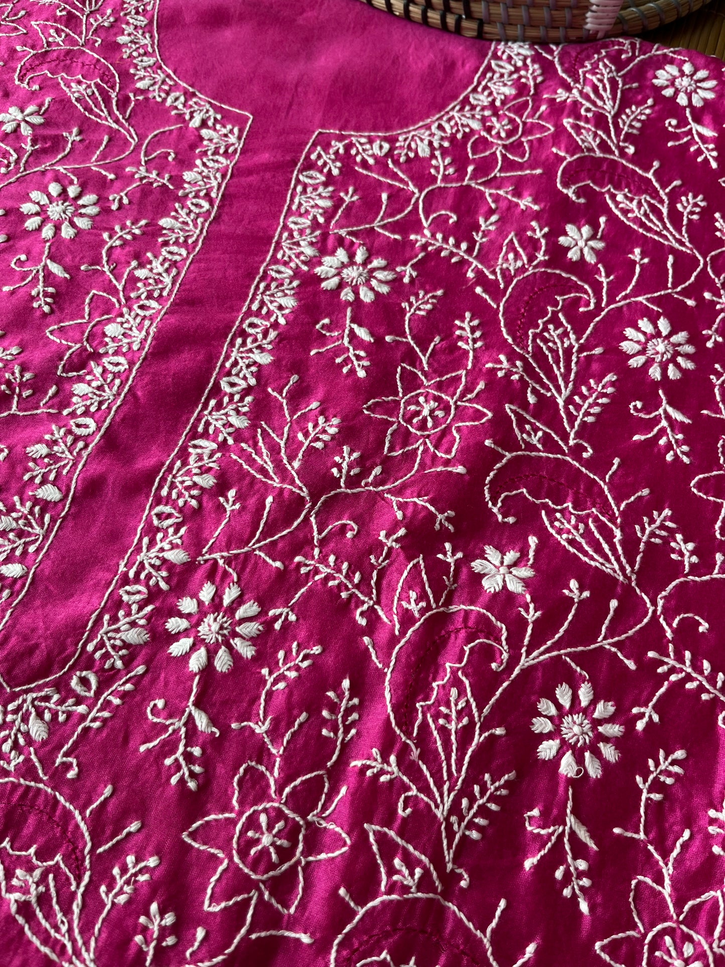 Chanderi chikankari kurta