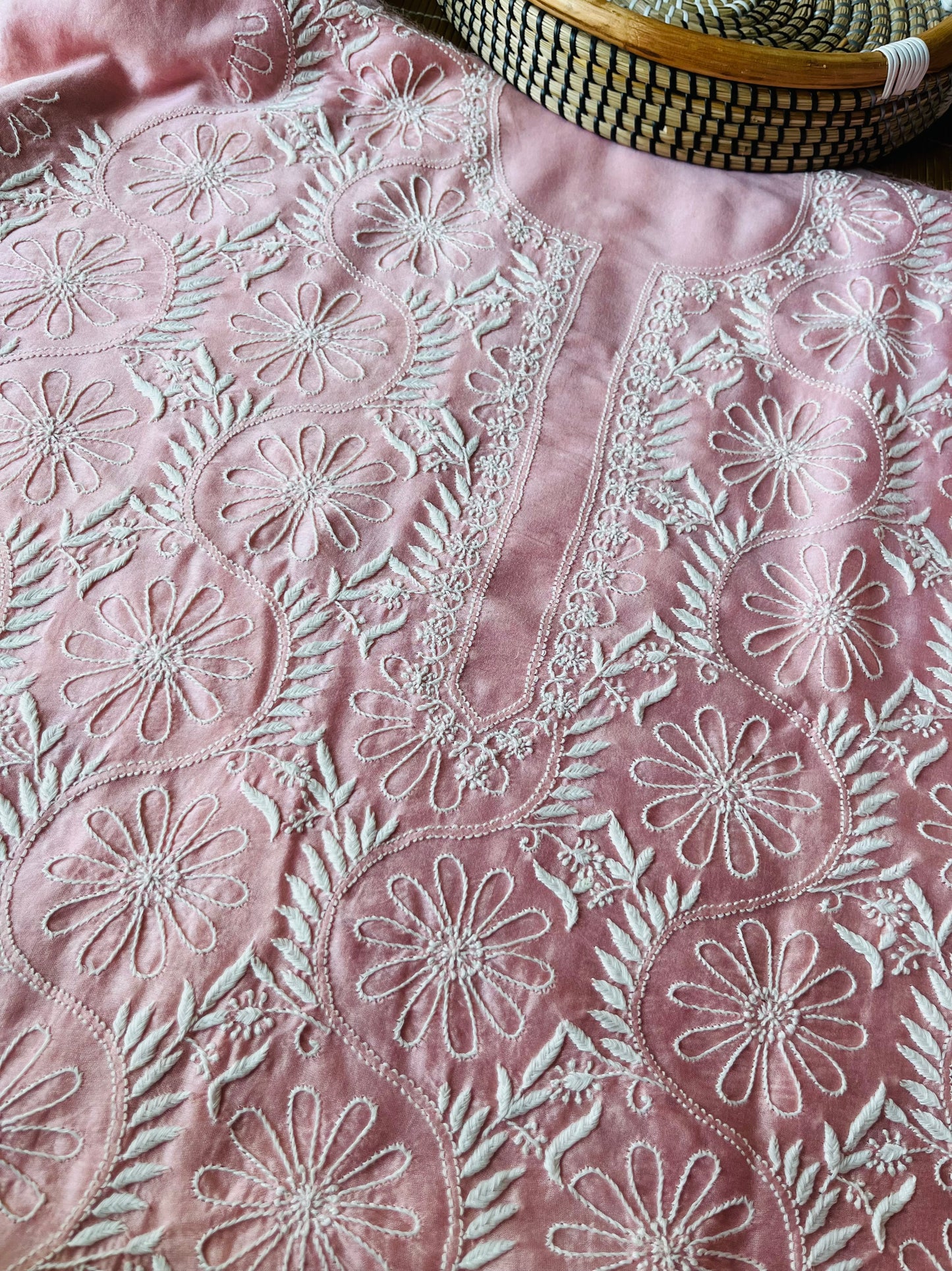 Chanderi chikankari kurta