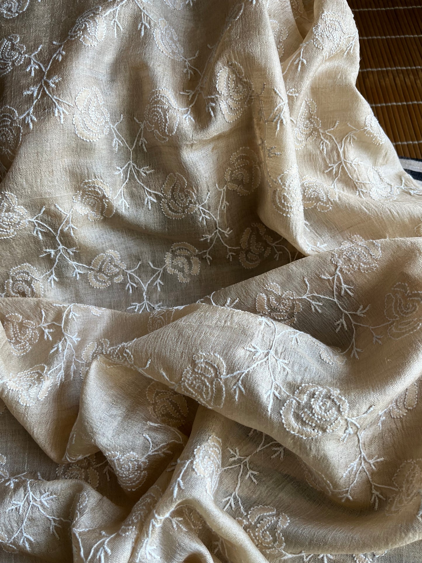 Chikankari Tussar silk dupatta