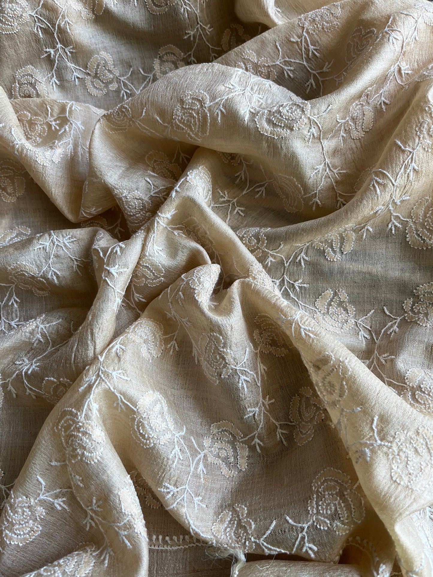 Chikankari Tussar silk dupatta