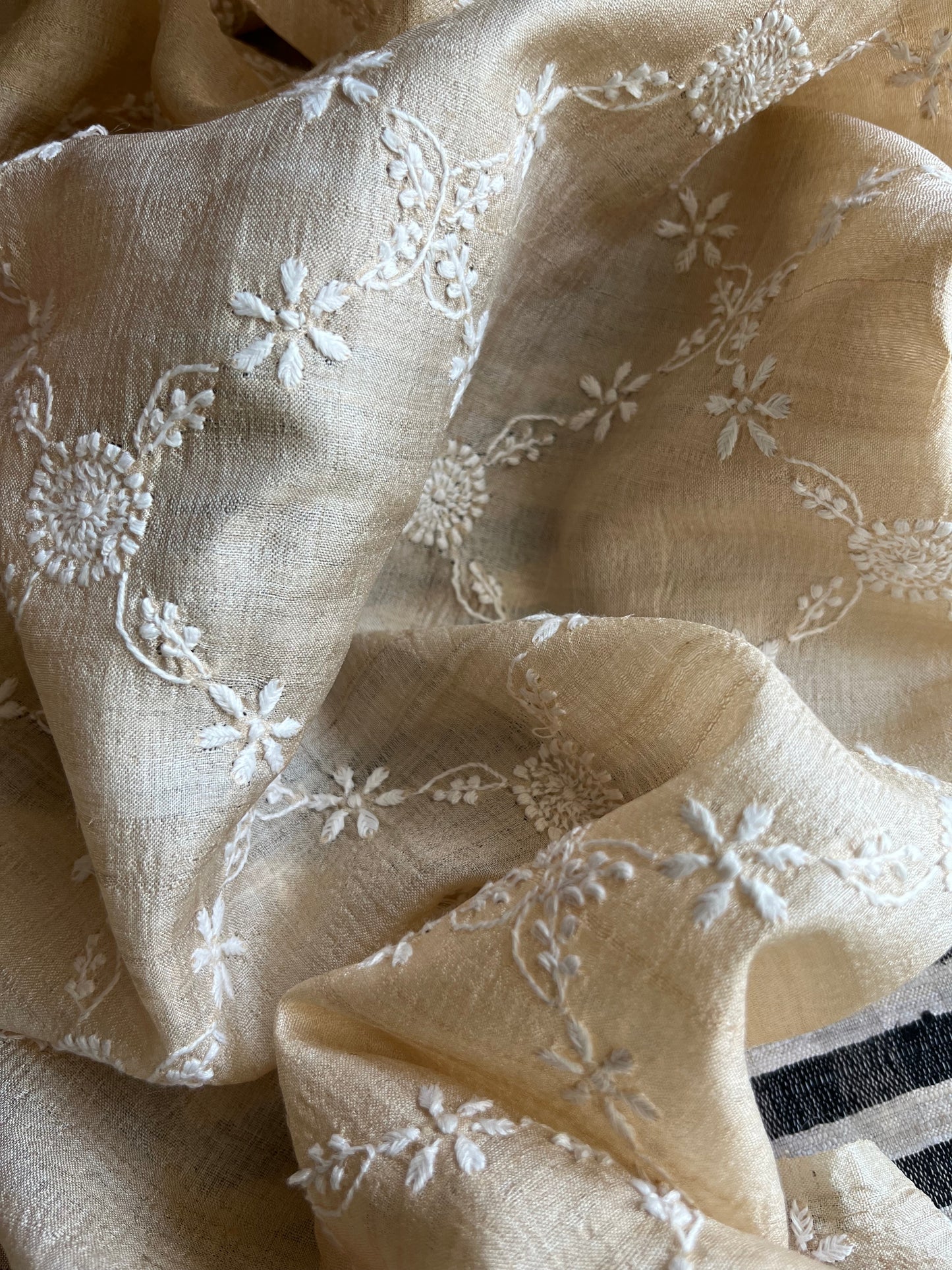 Chikankari Tussar silk dupatta