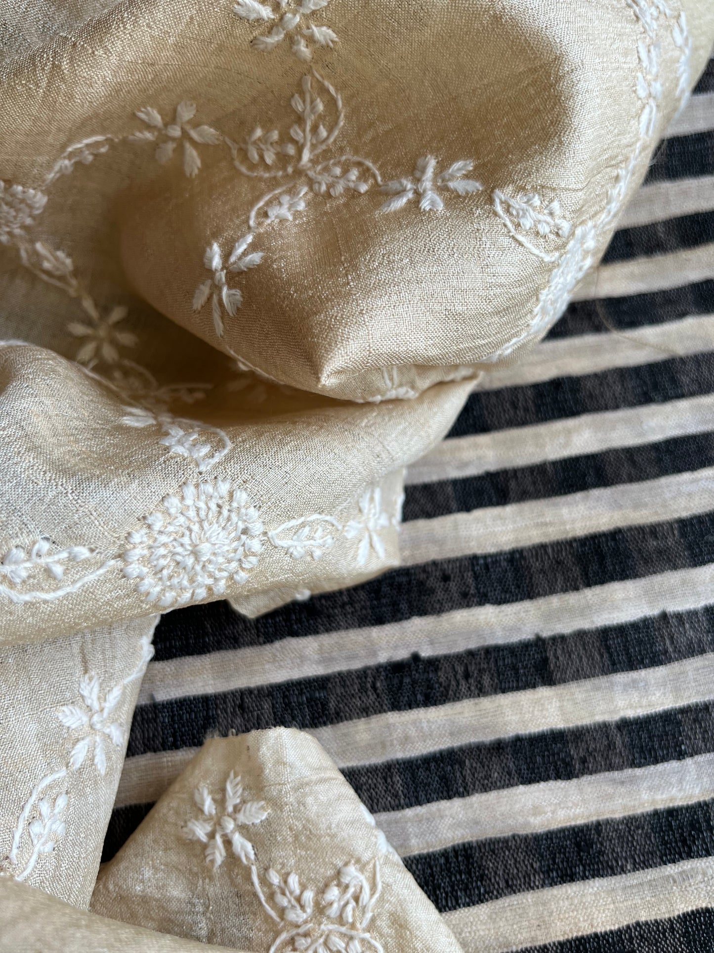 Chikankari Tussar silk dupatta