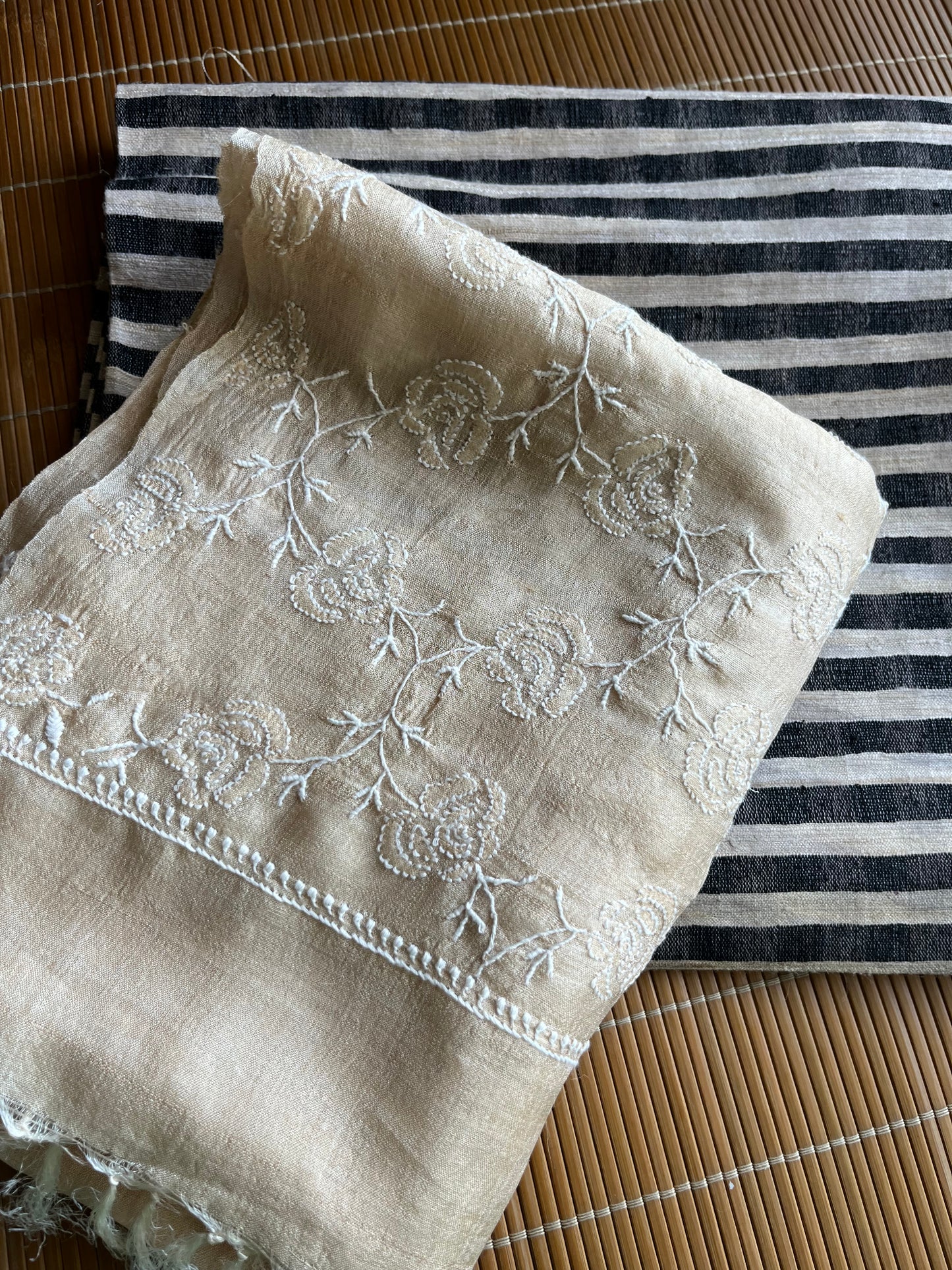 Chikankari Tussar silk dupatta