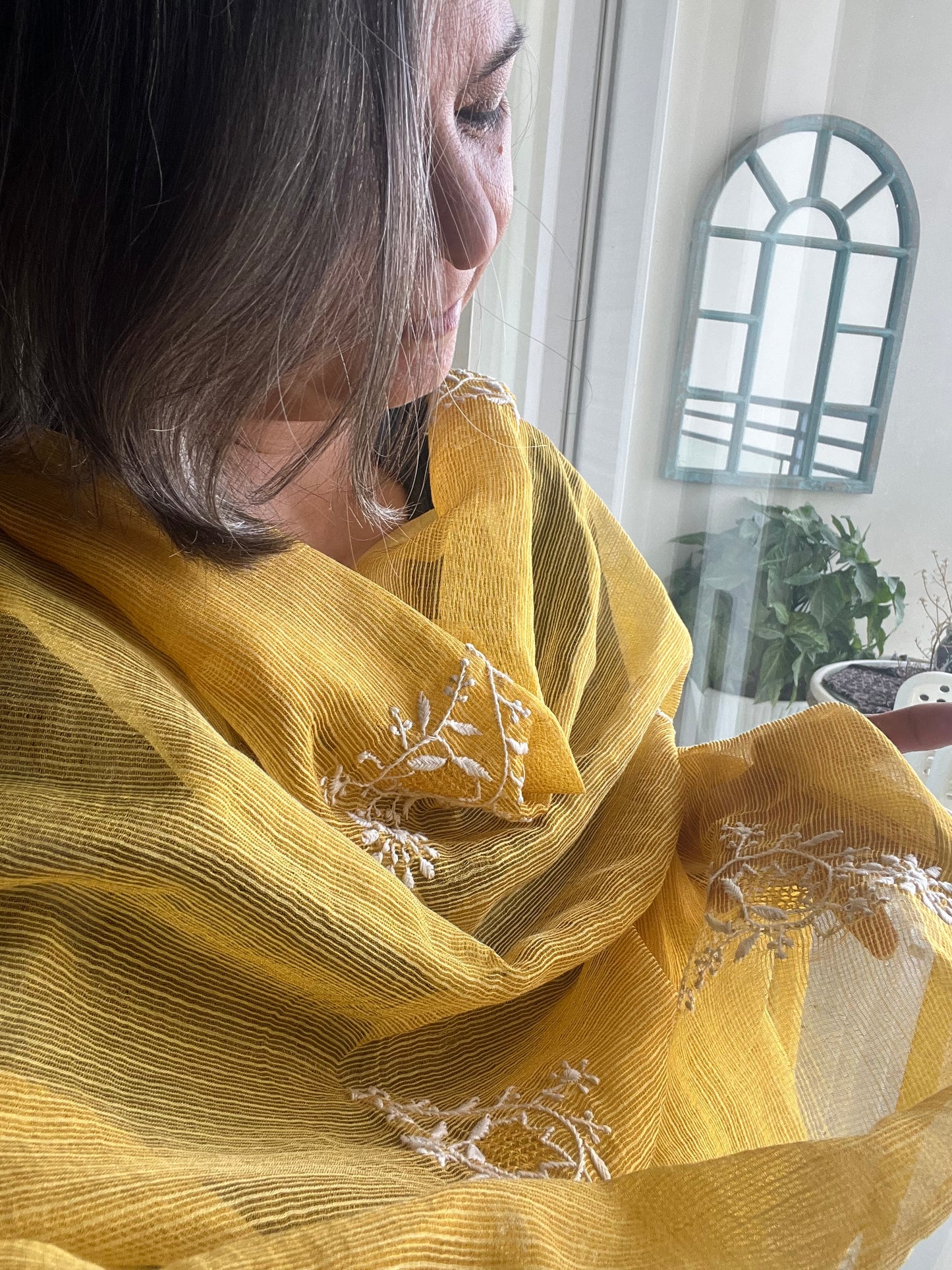 Kota tissue chikankari Dupatta