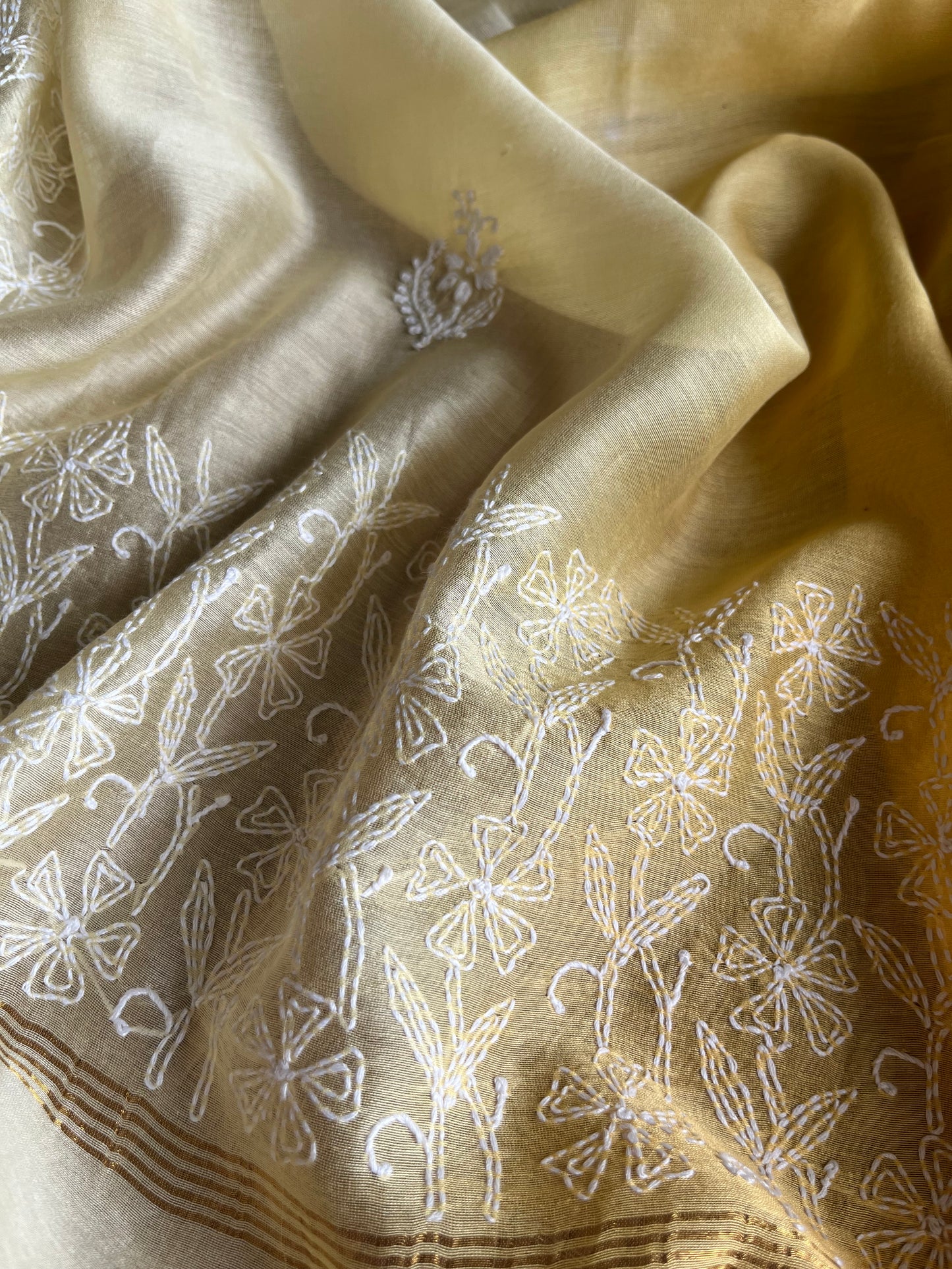 Block Print fabric chikankari Dupatta