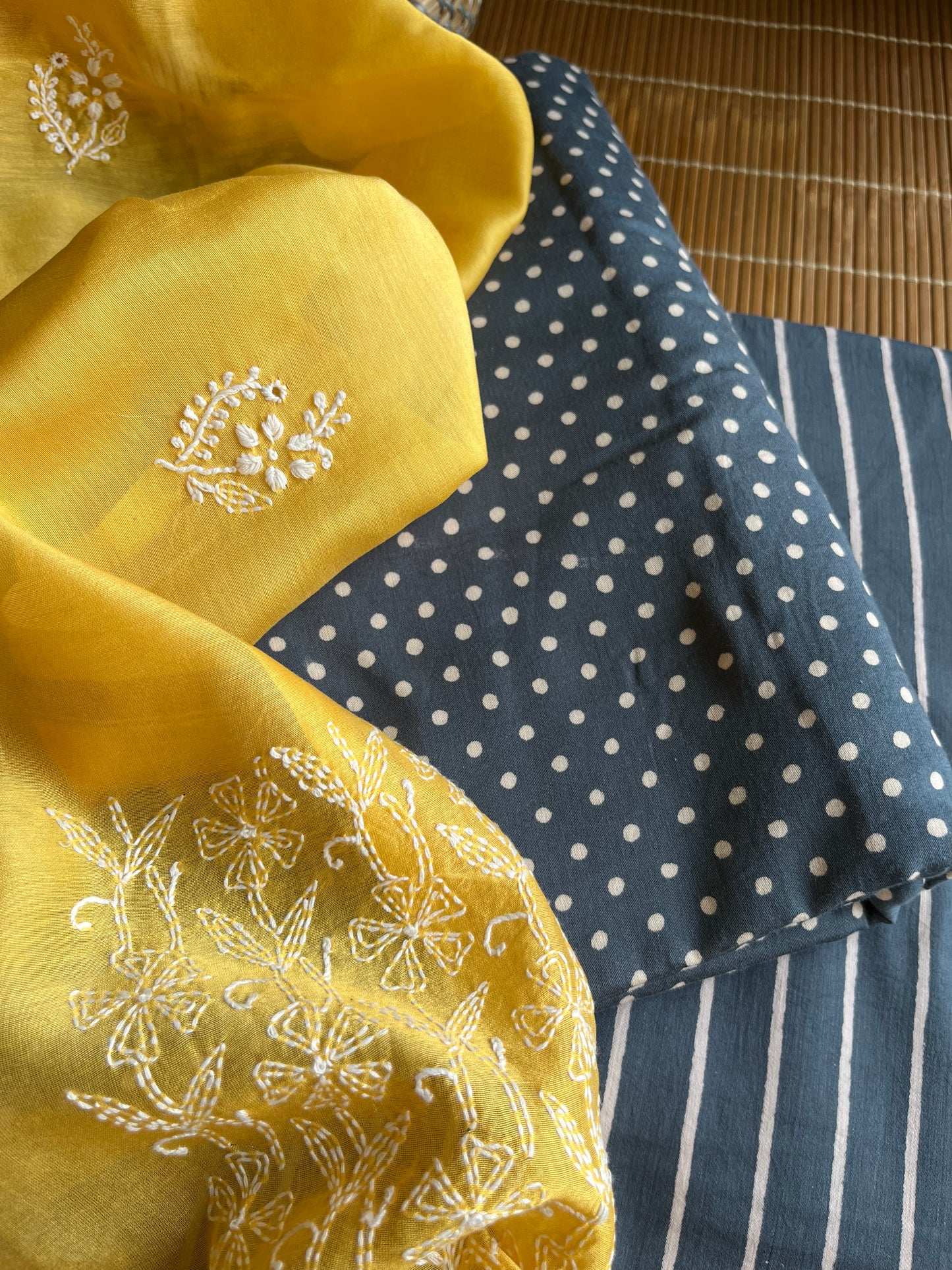 Block Print fabric chikankari Dupatta