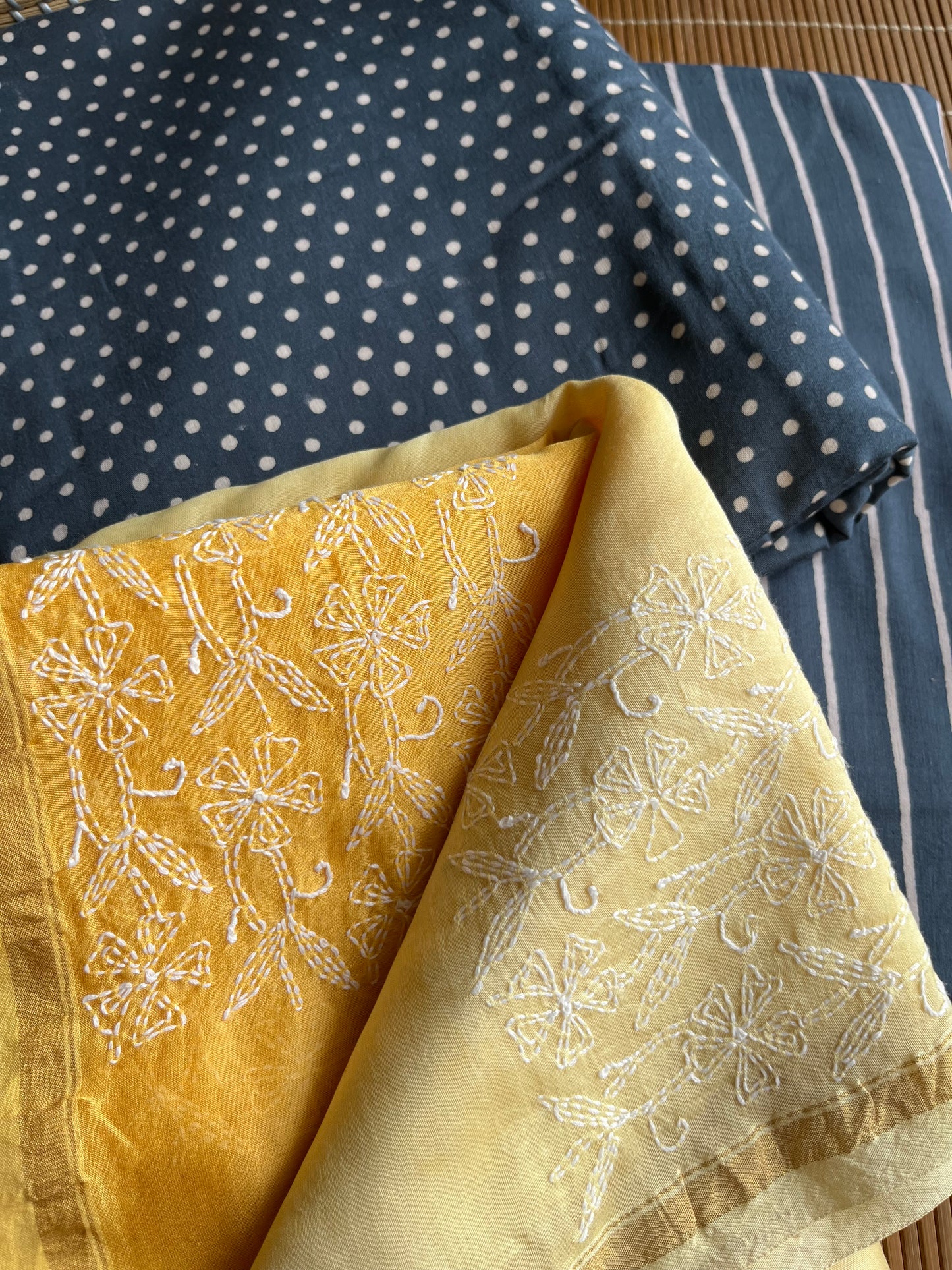 Block Print fabric chikankari Dupatta