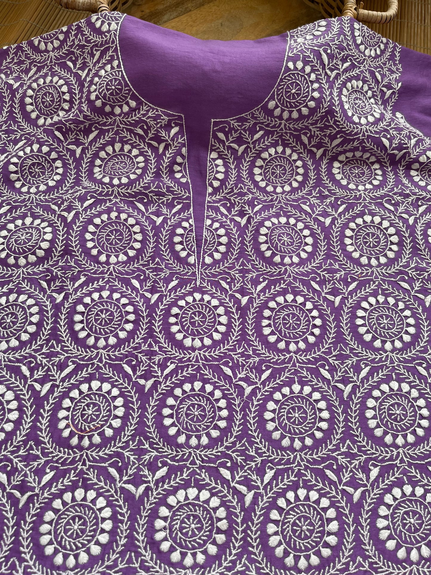 Chanderi chikankari kurta