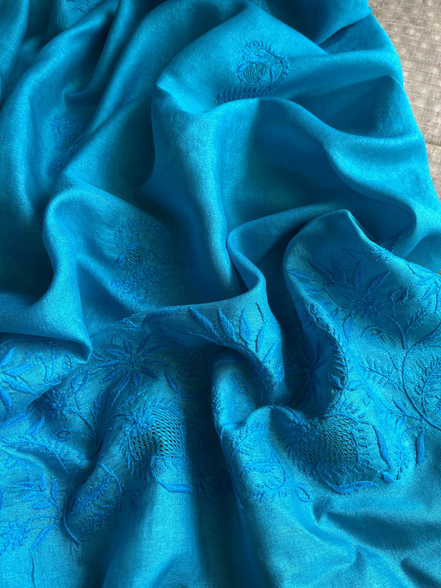 Chikankari Tussar silk dupatta