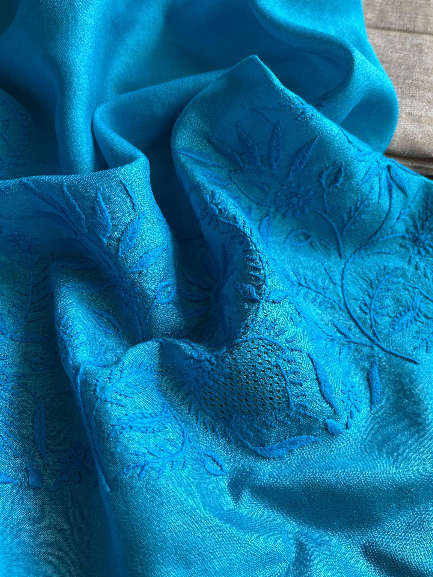 Chikankari Tussar silk dupatta