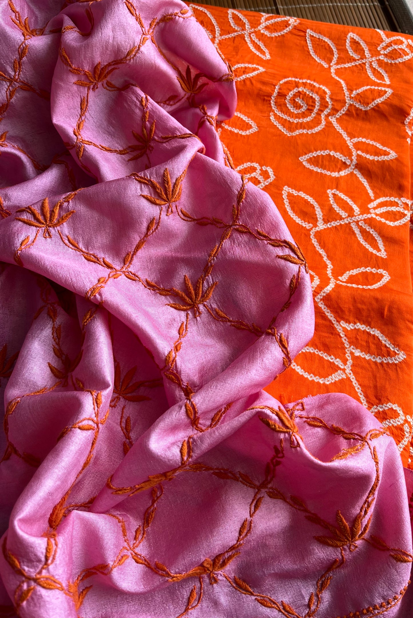 Chikankari Tussar silk dupatta