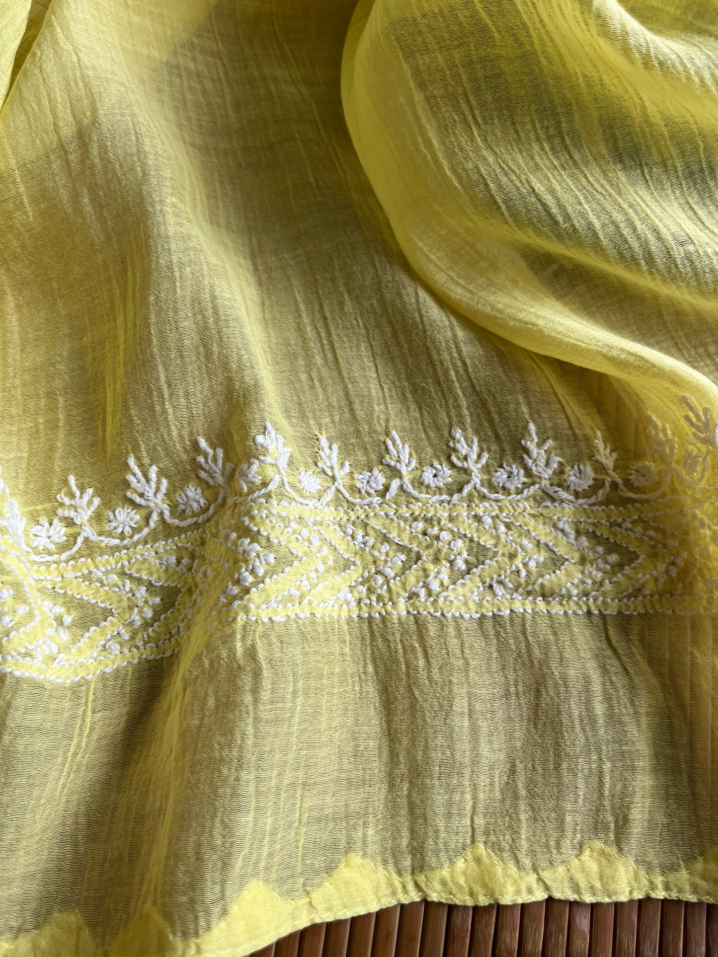 Block Print chikankari Dupatta