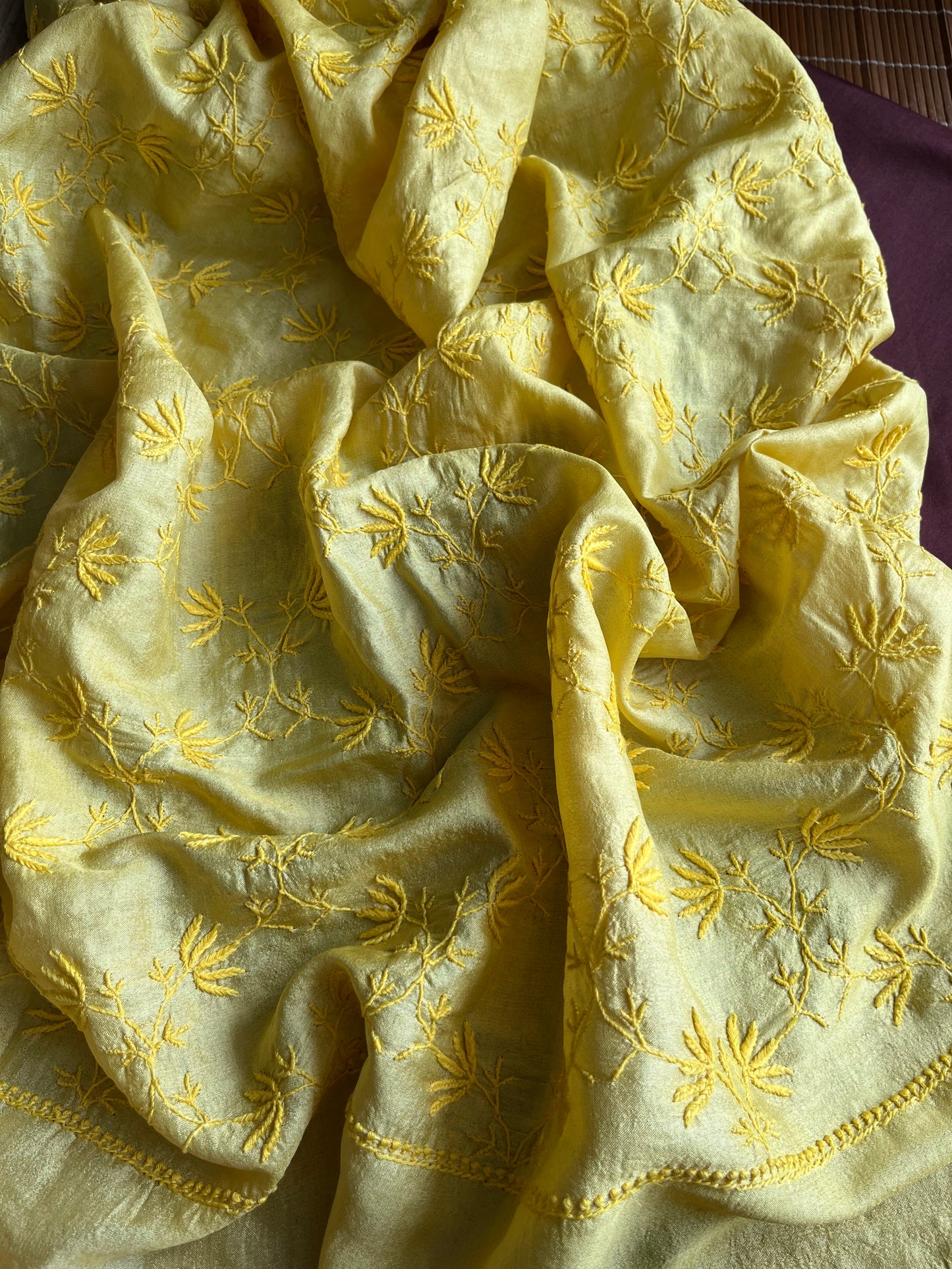 Chikankari Tussar silk dupatta