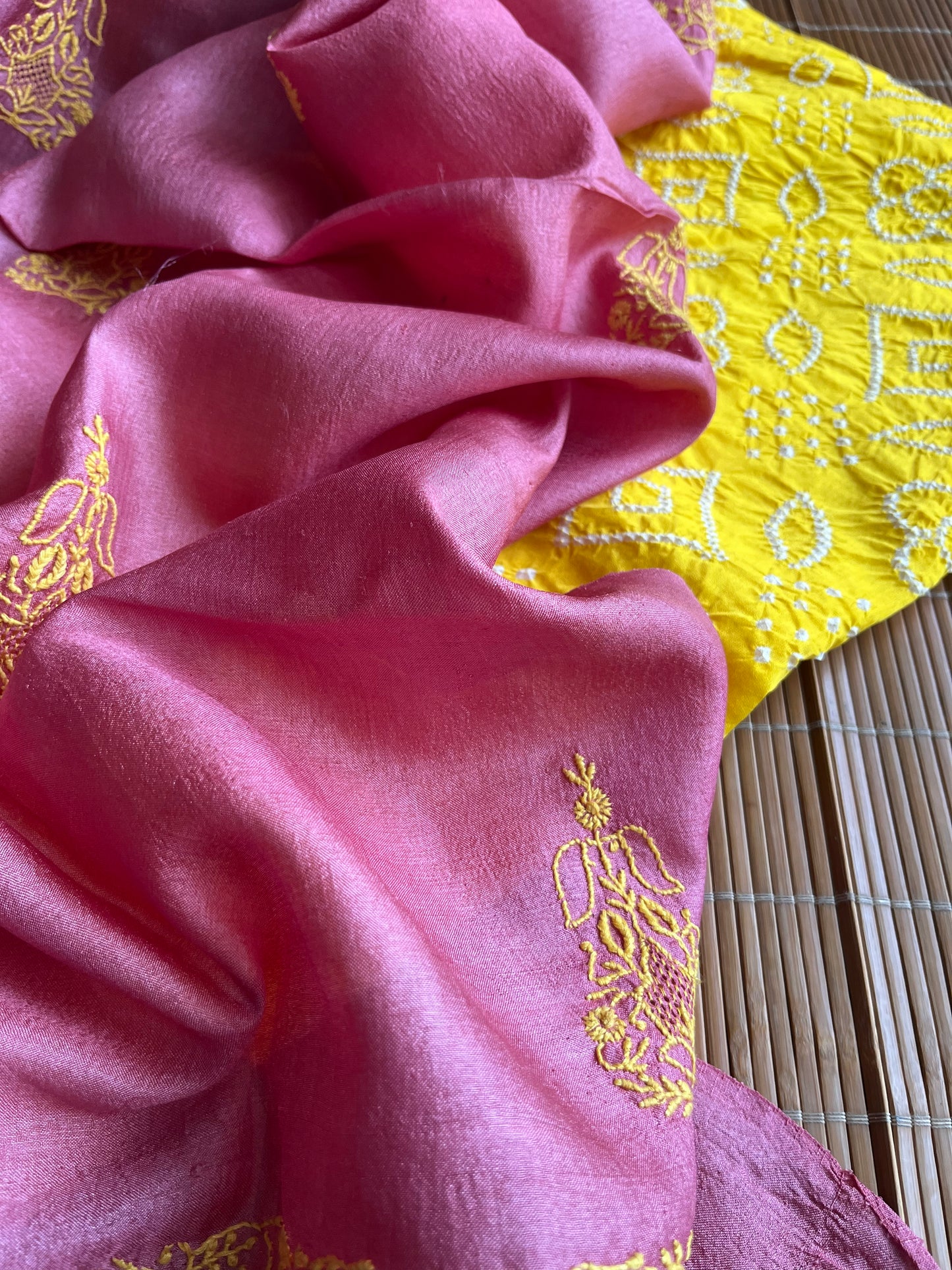 Tussar chikankari Dupatta