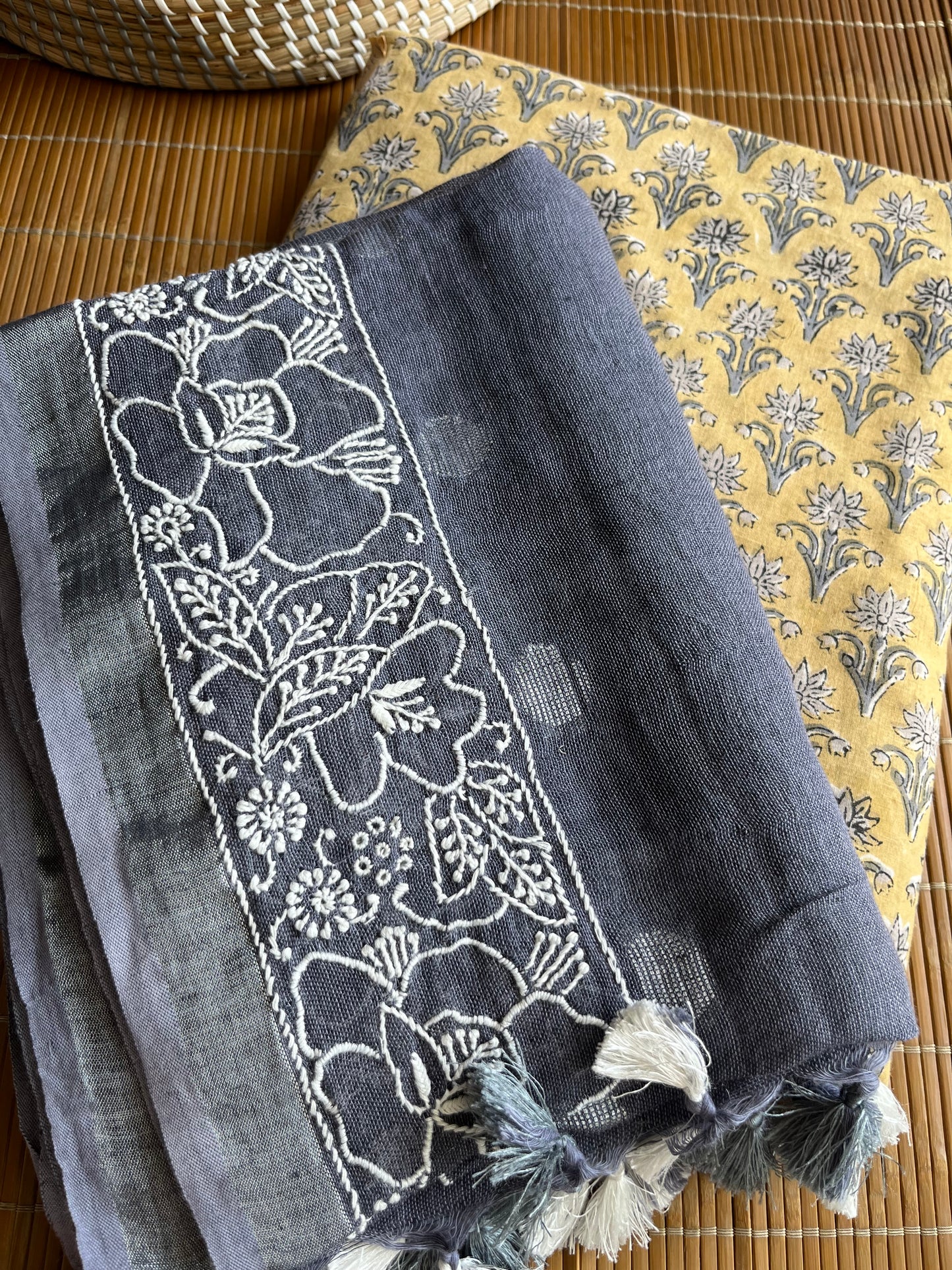 Chikankari Dupatta and Block print kurta Fabric