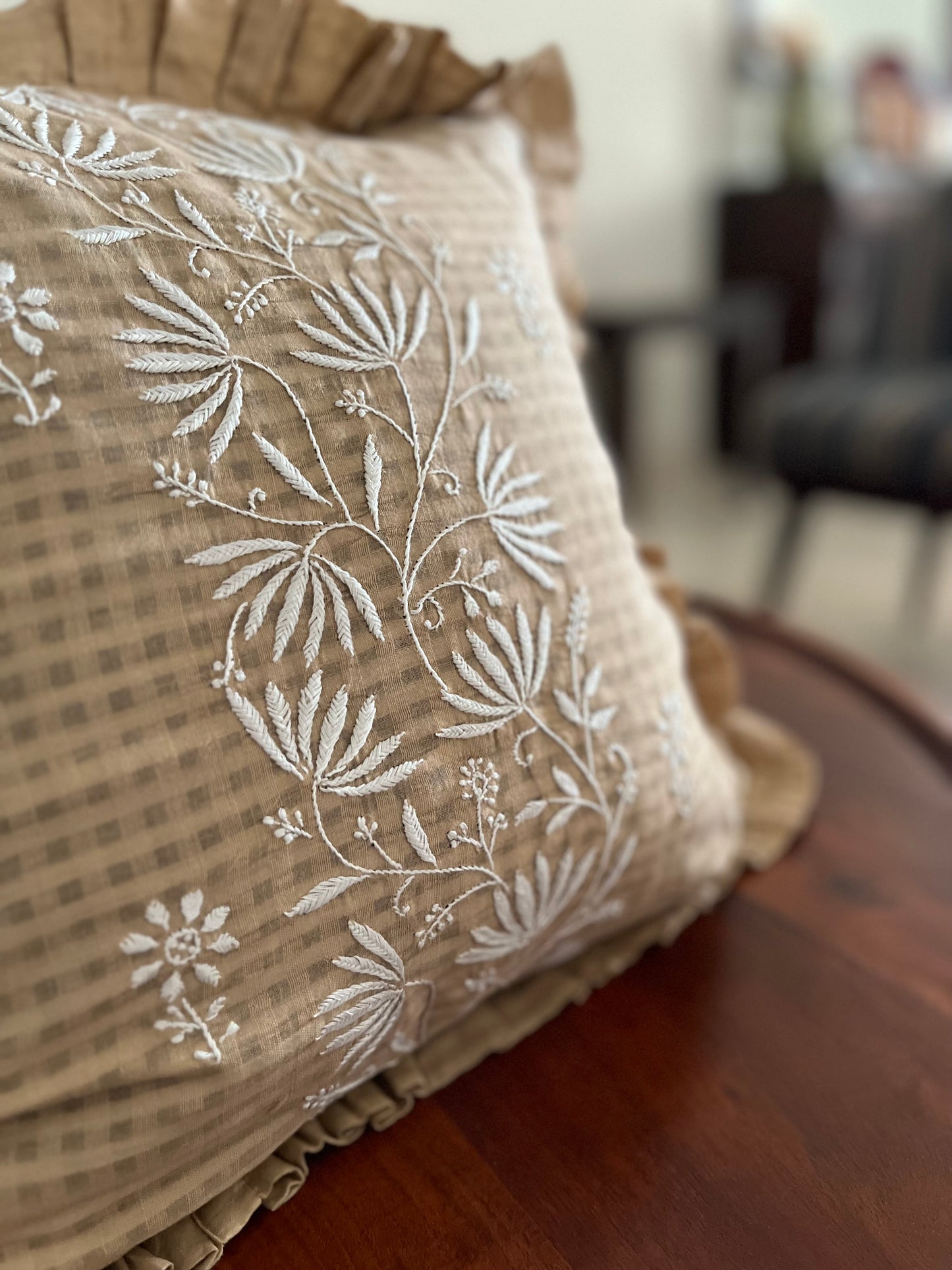 Chikankari cushion cover (Copy)