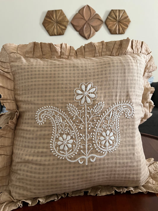 Chikankari cushion cover