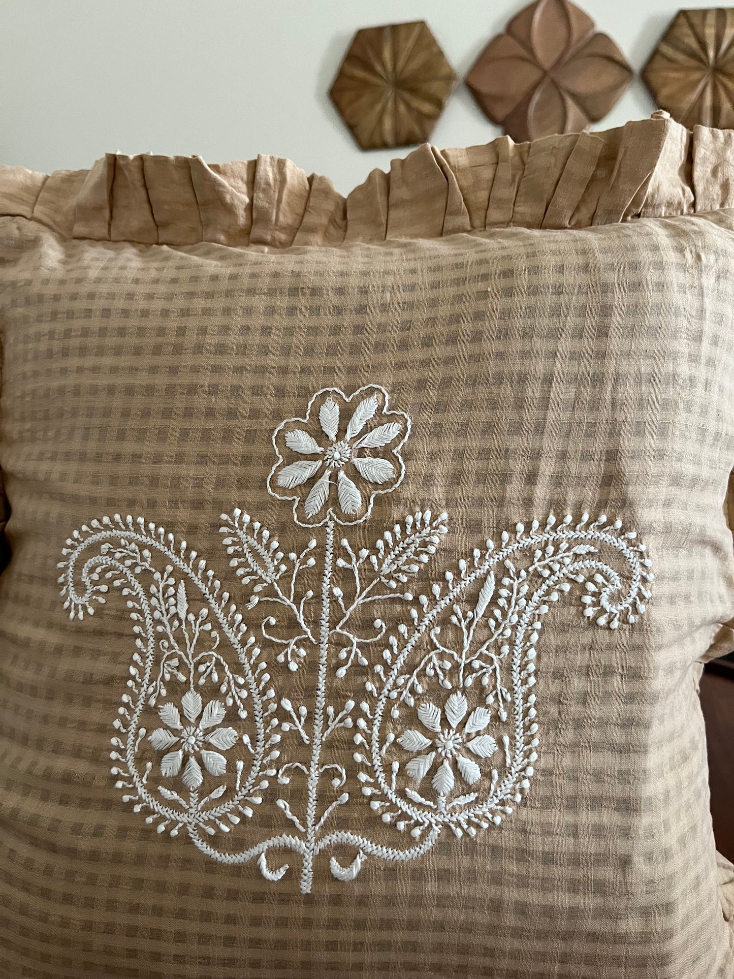 Chikankari cushion cover